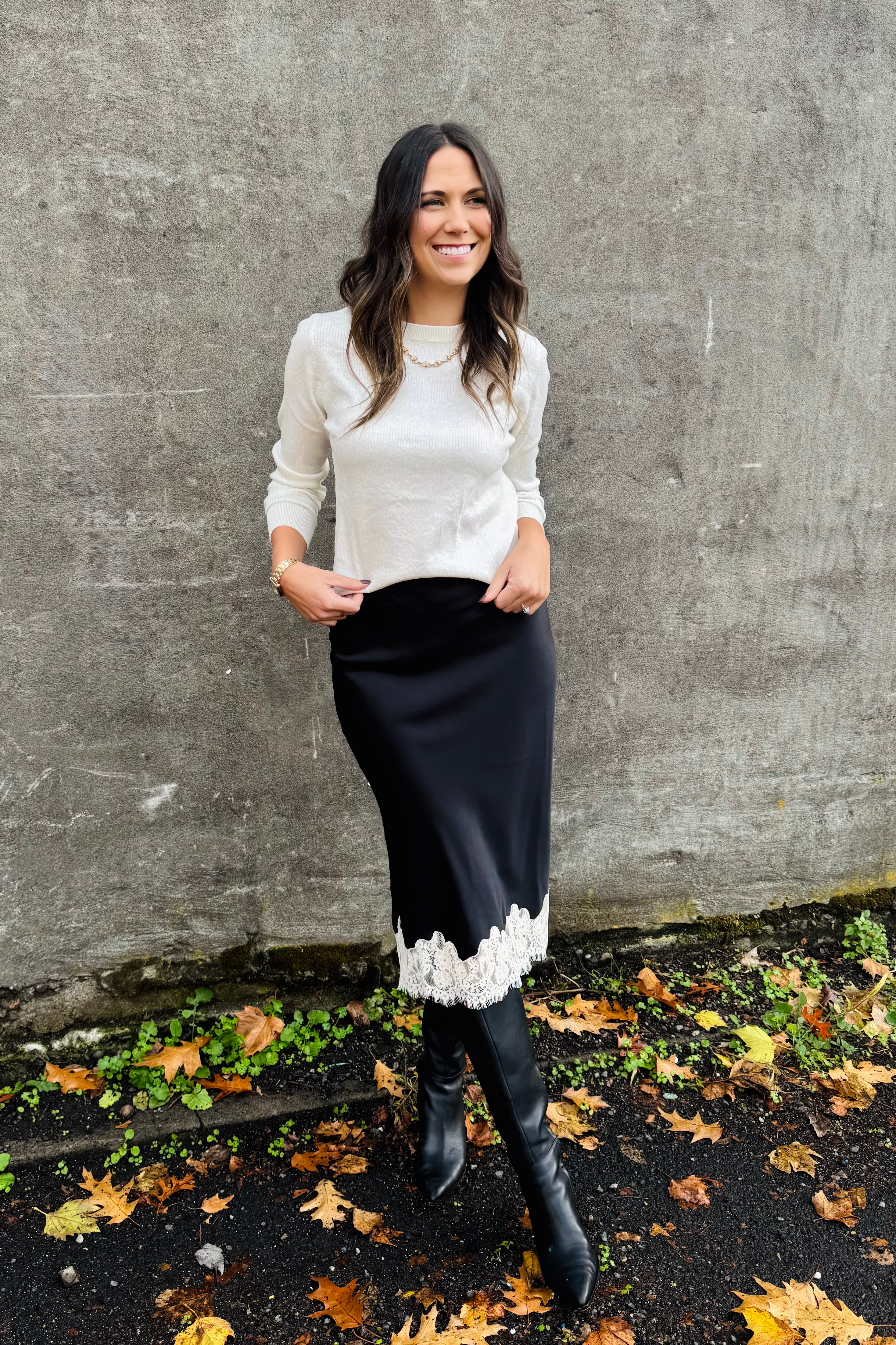 One of a Kind Satin Midi Skirt