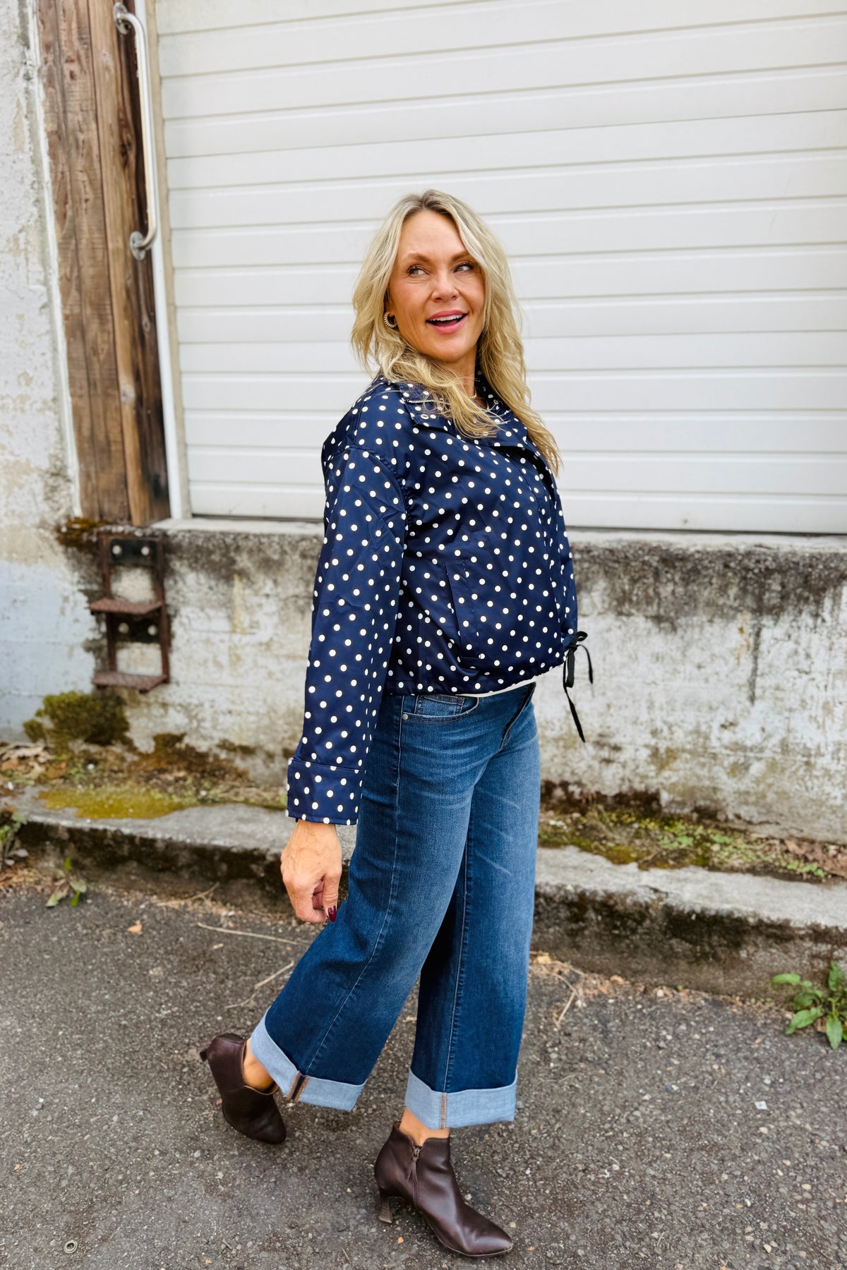 Oversized Polka Dot Jacket - Navy Polka Dots | Arktana - view 2