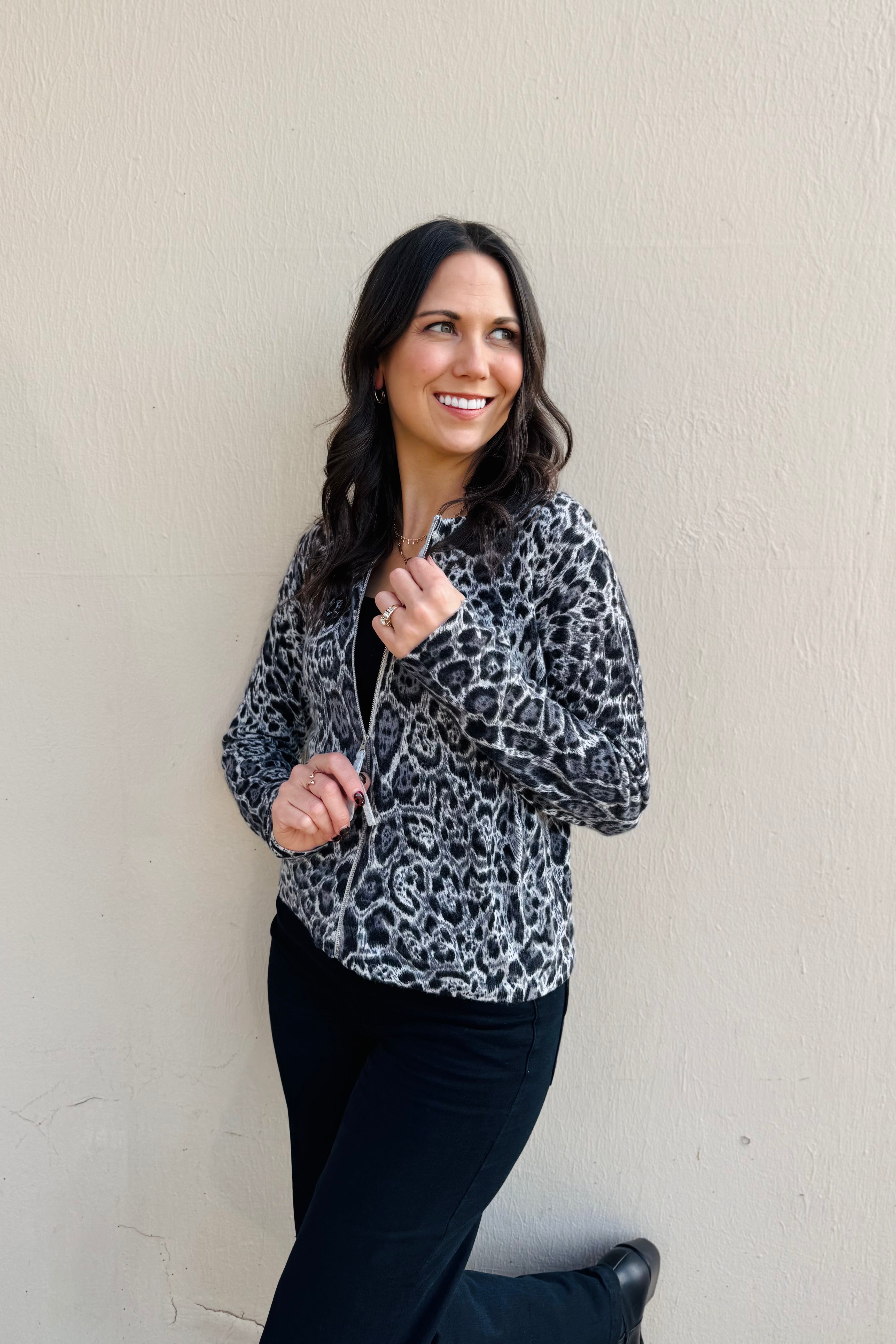Cheetah Zip Cardi - Panther