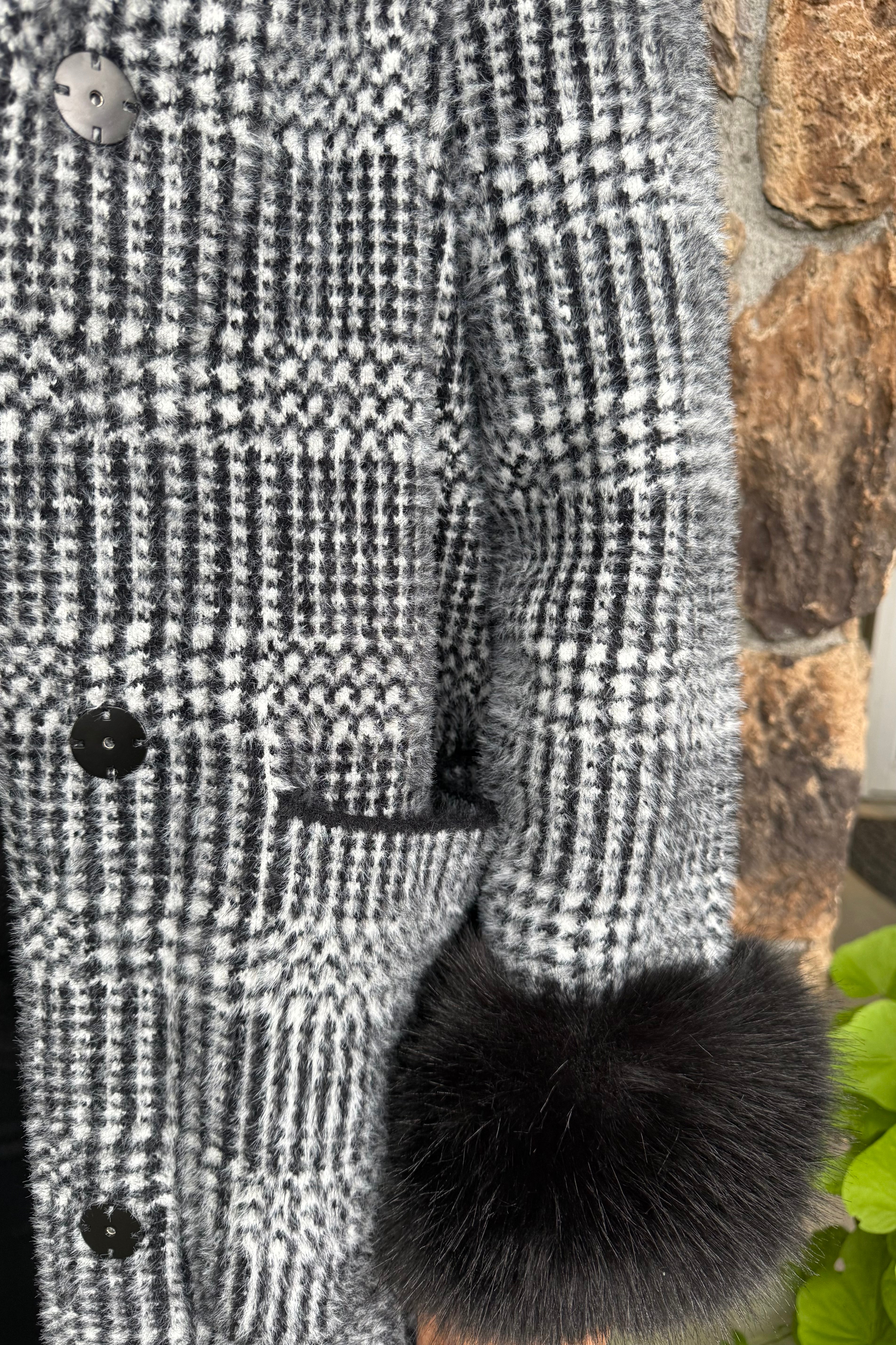 Plaid And Faux Fur Coat