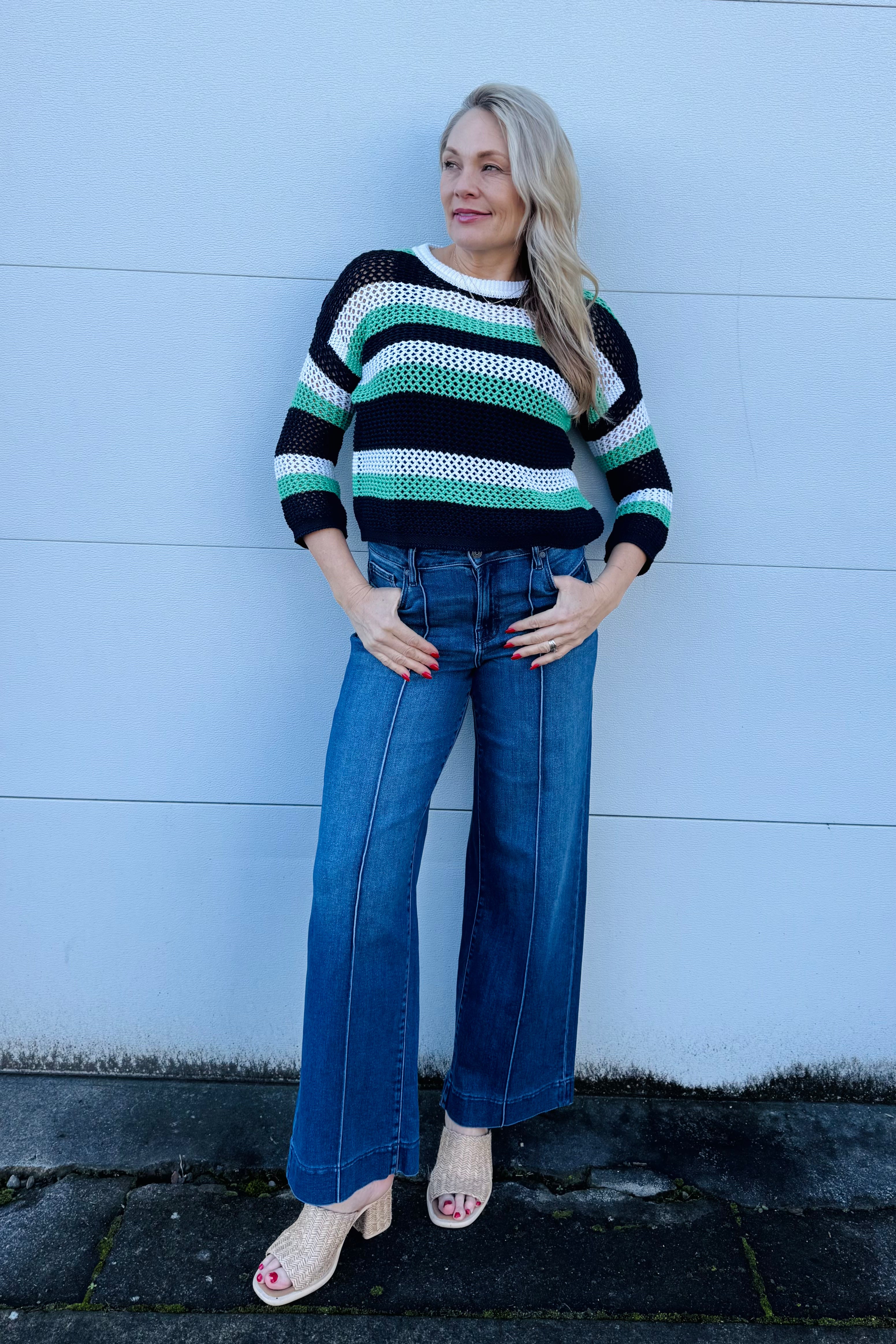 Mesh Stripe Sweater