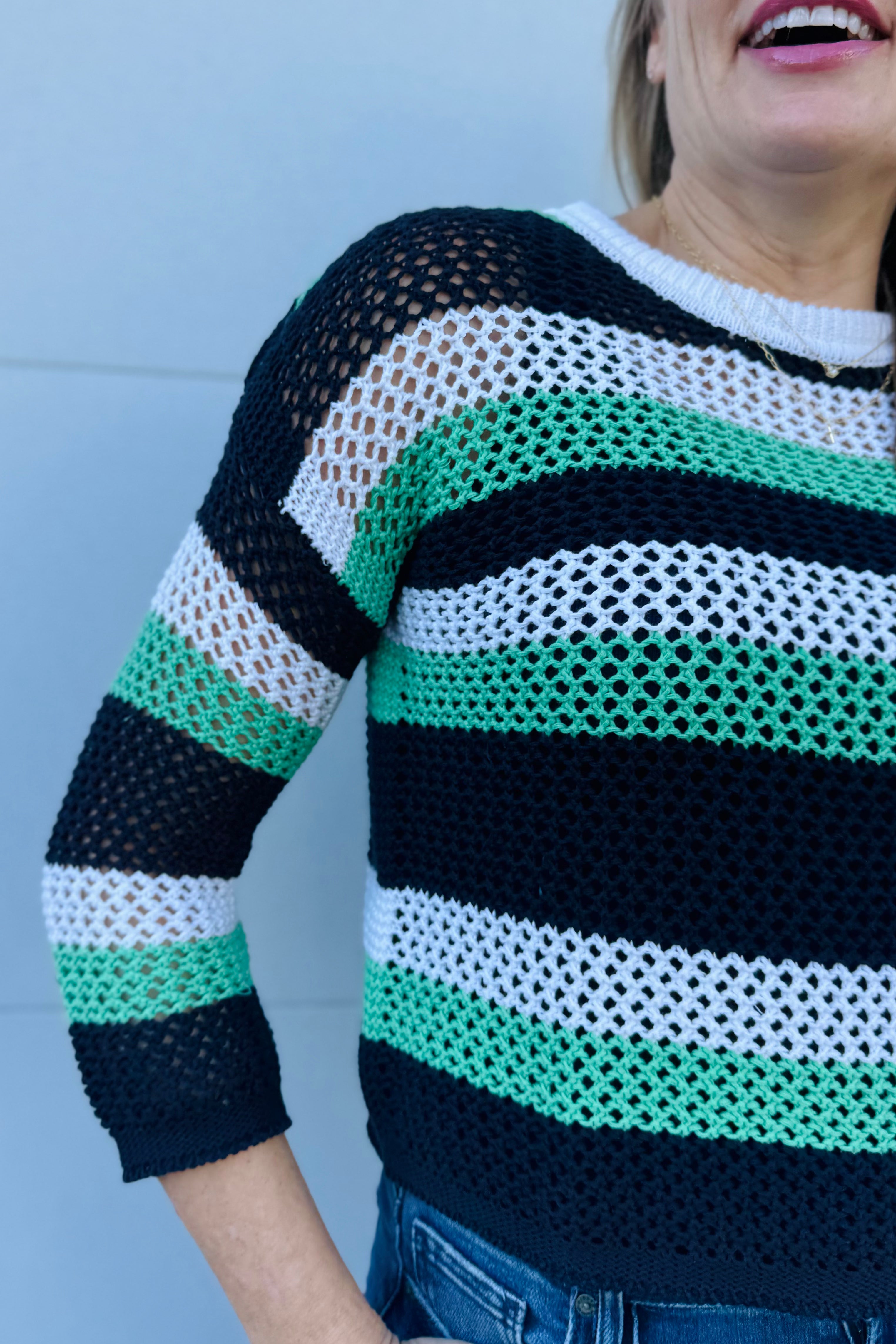 Mesh Stripe Sweater