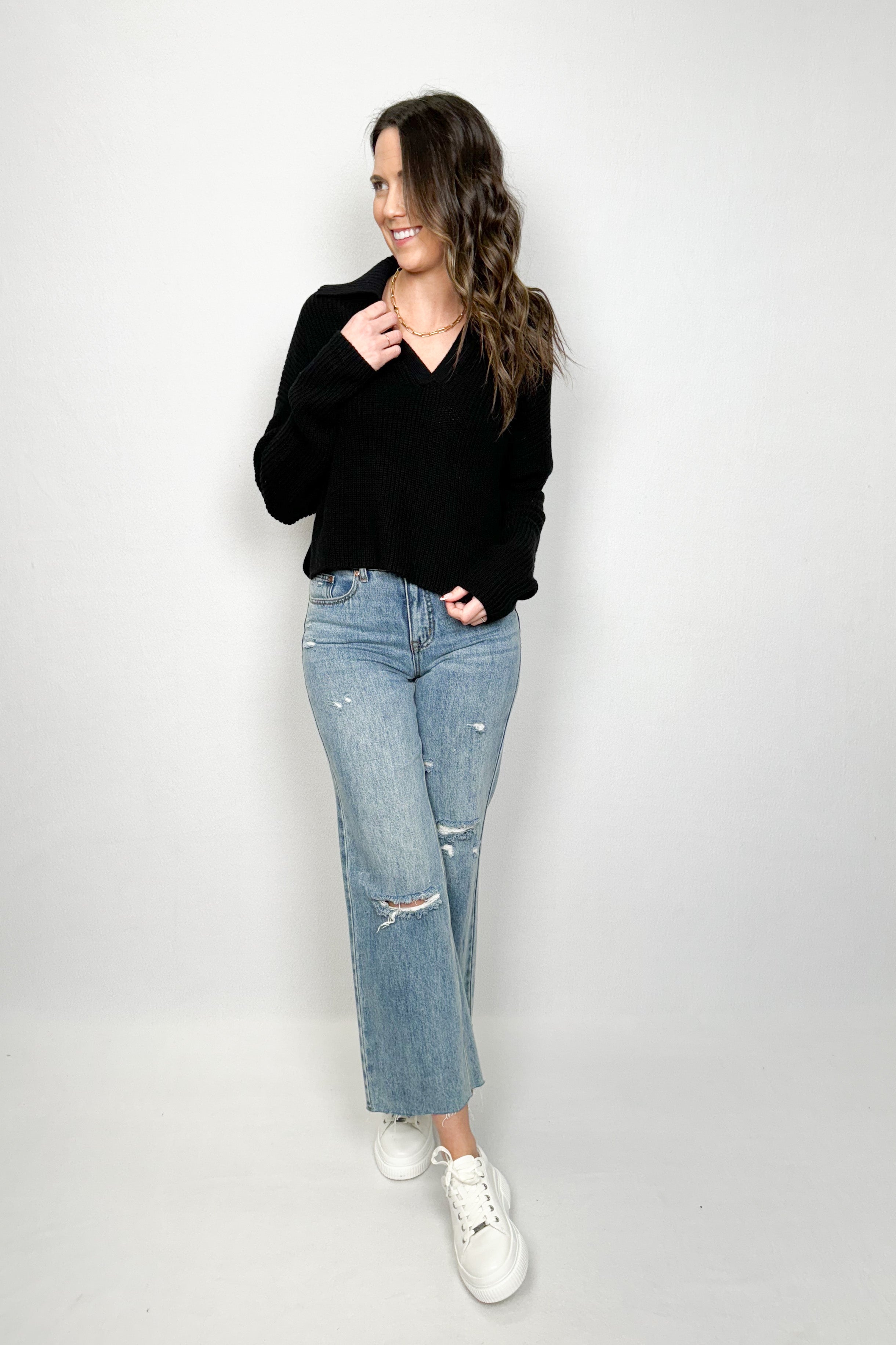Riley Polo Sweater Black