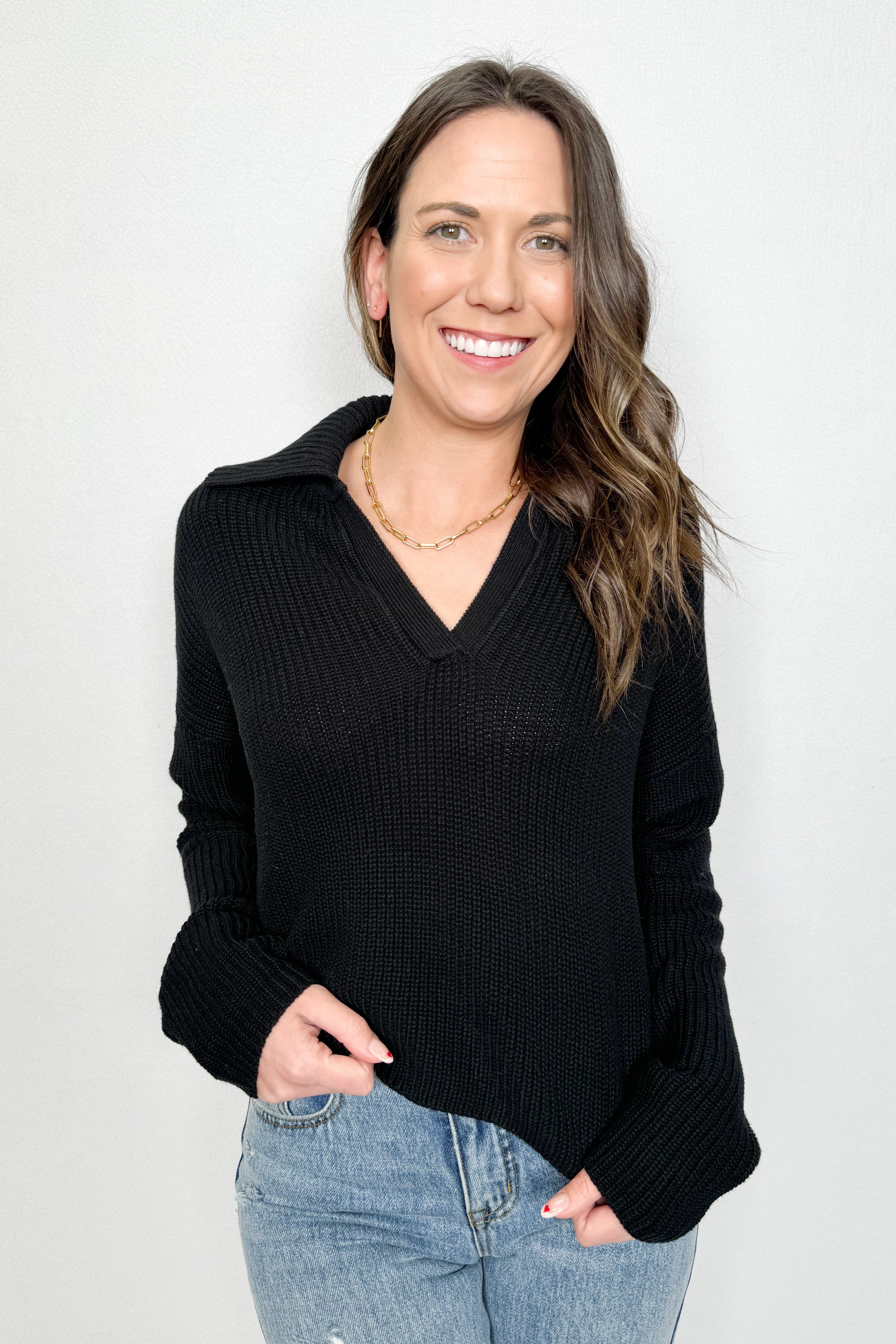 Riley Polo Sweater Black