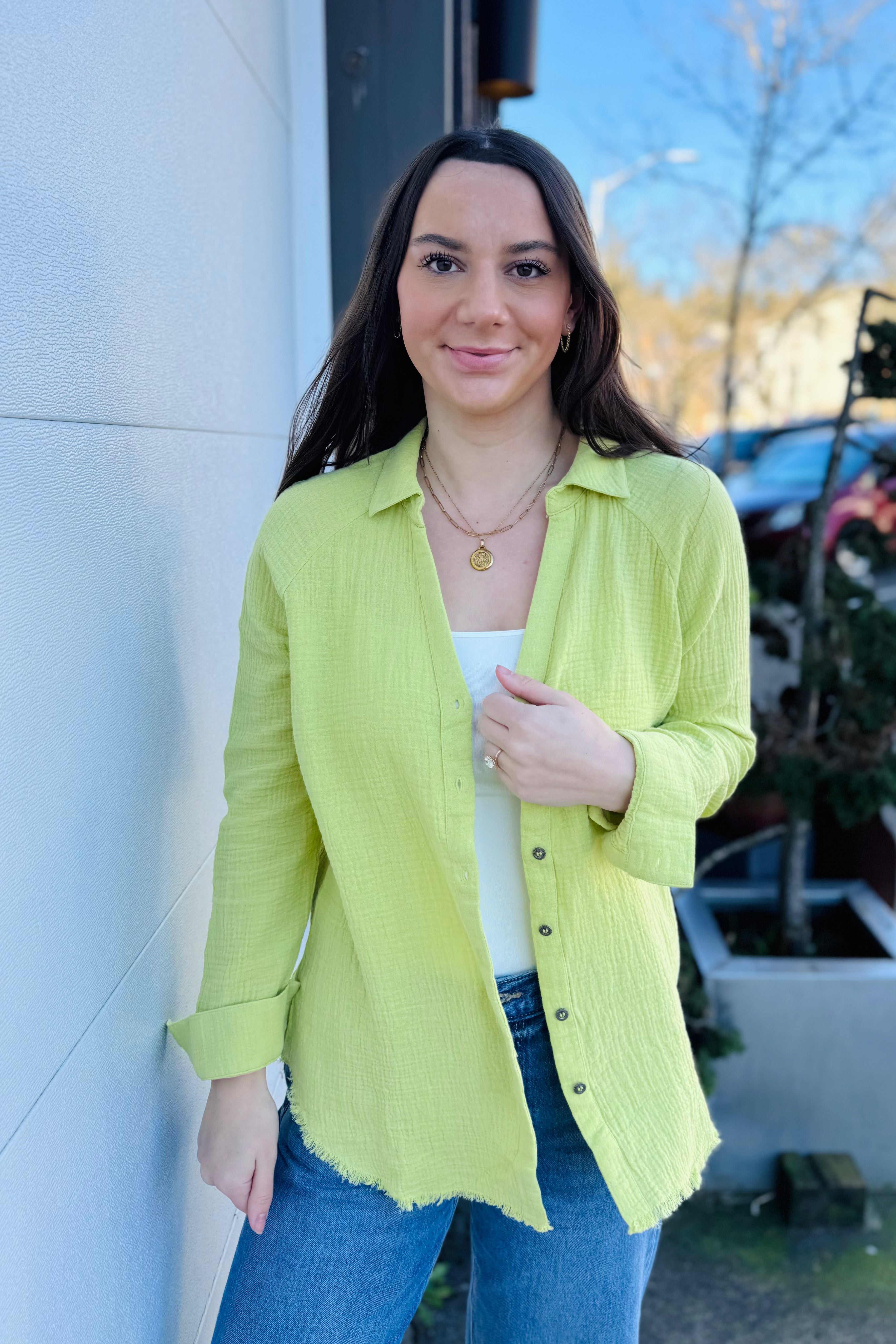 Raglan Sleeve Shirt W/ Raw Edge