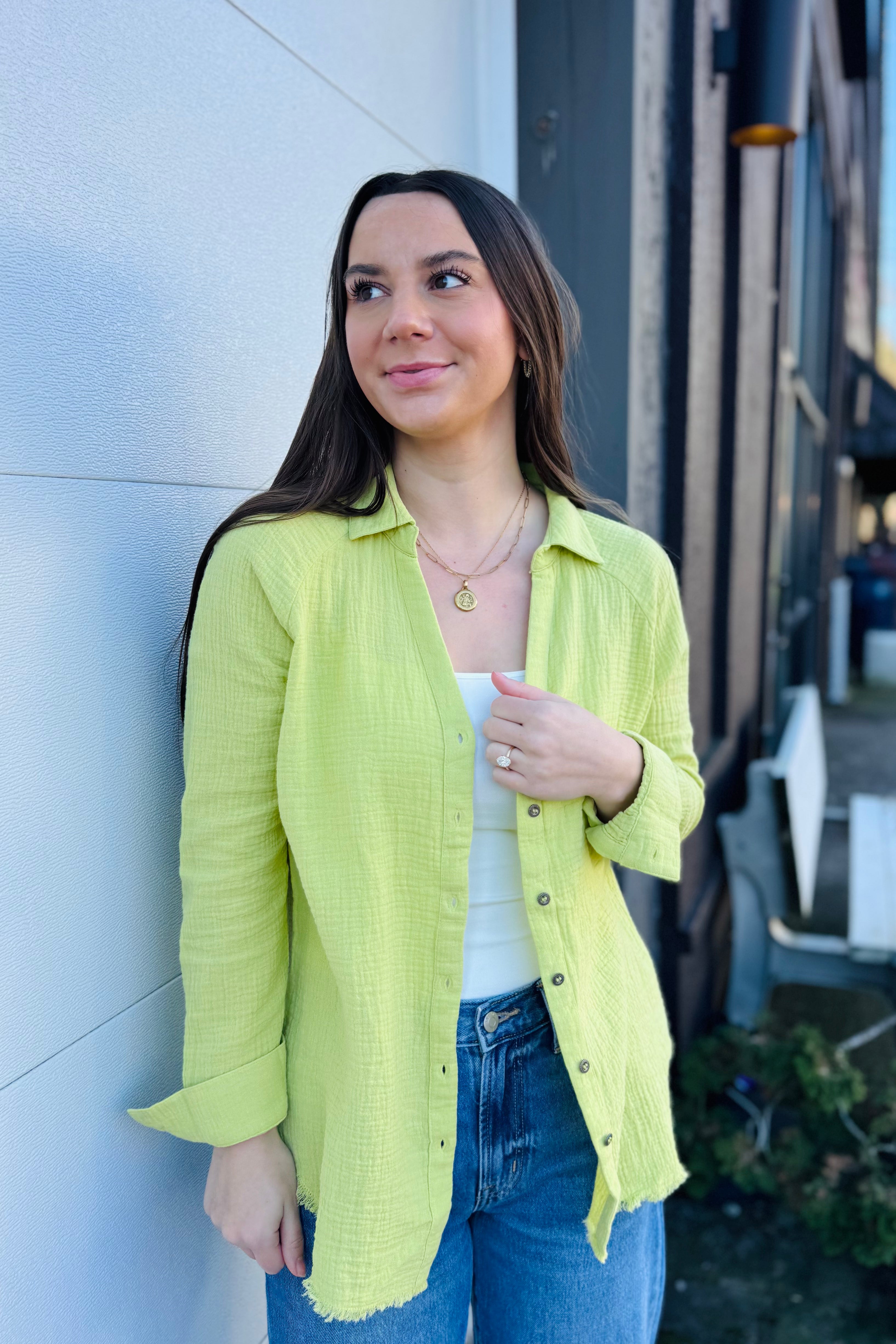 Raglan Sleeve Shirt W/ Raw Edge