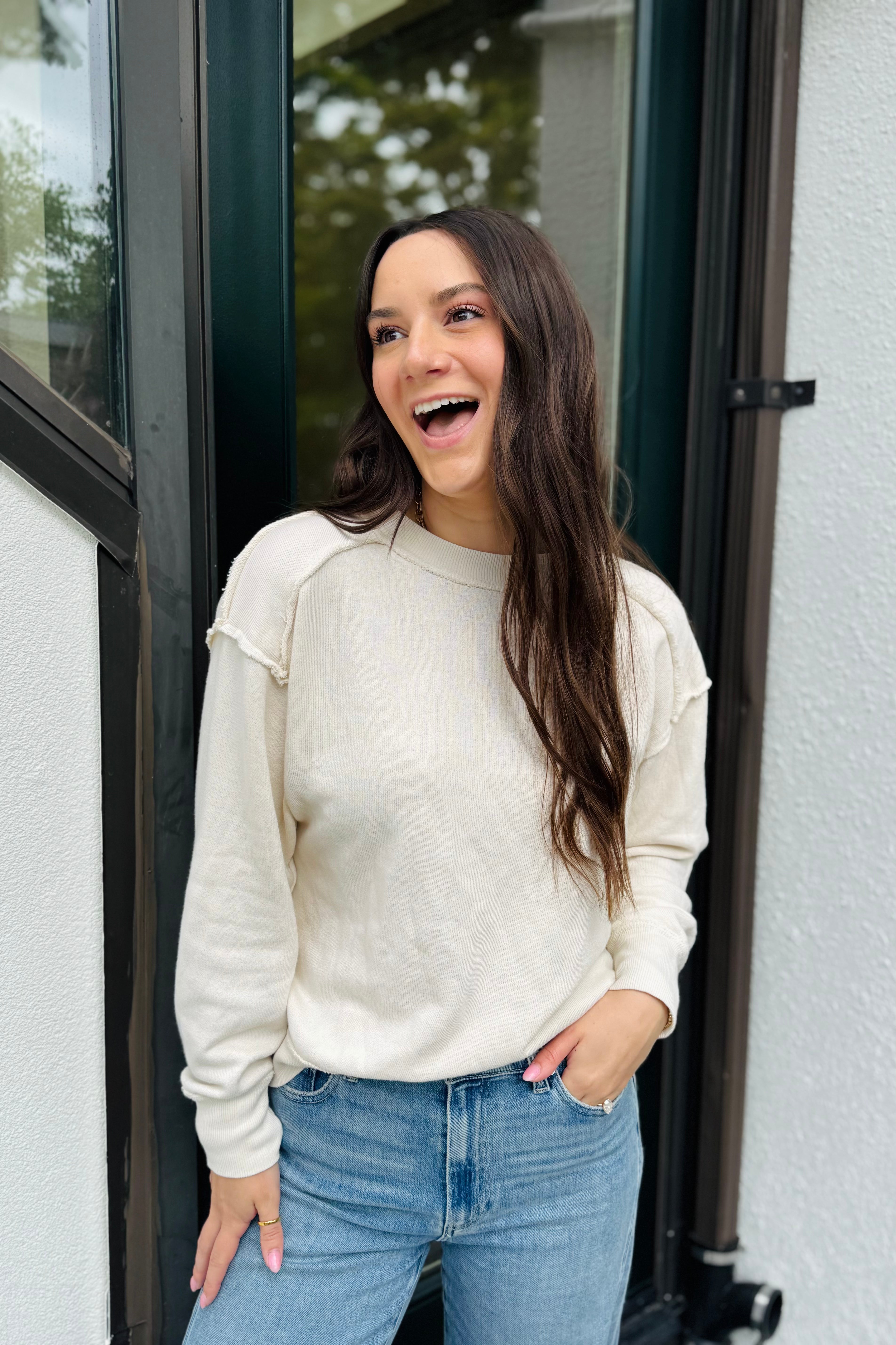 Reverse Stitch Crew Neck Sweatshirt