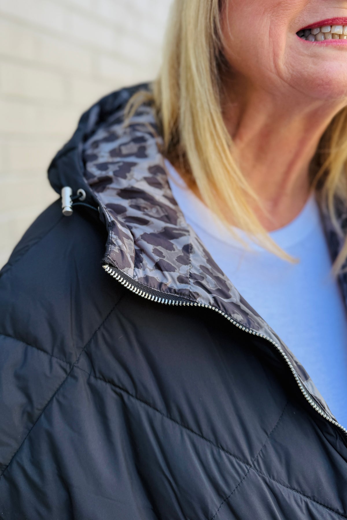 Reversible Leopard Poncho - Black