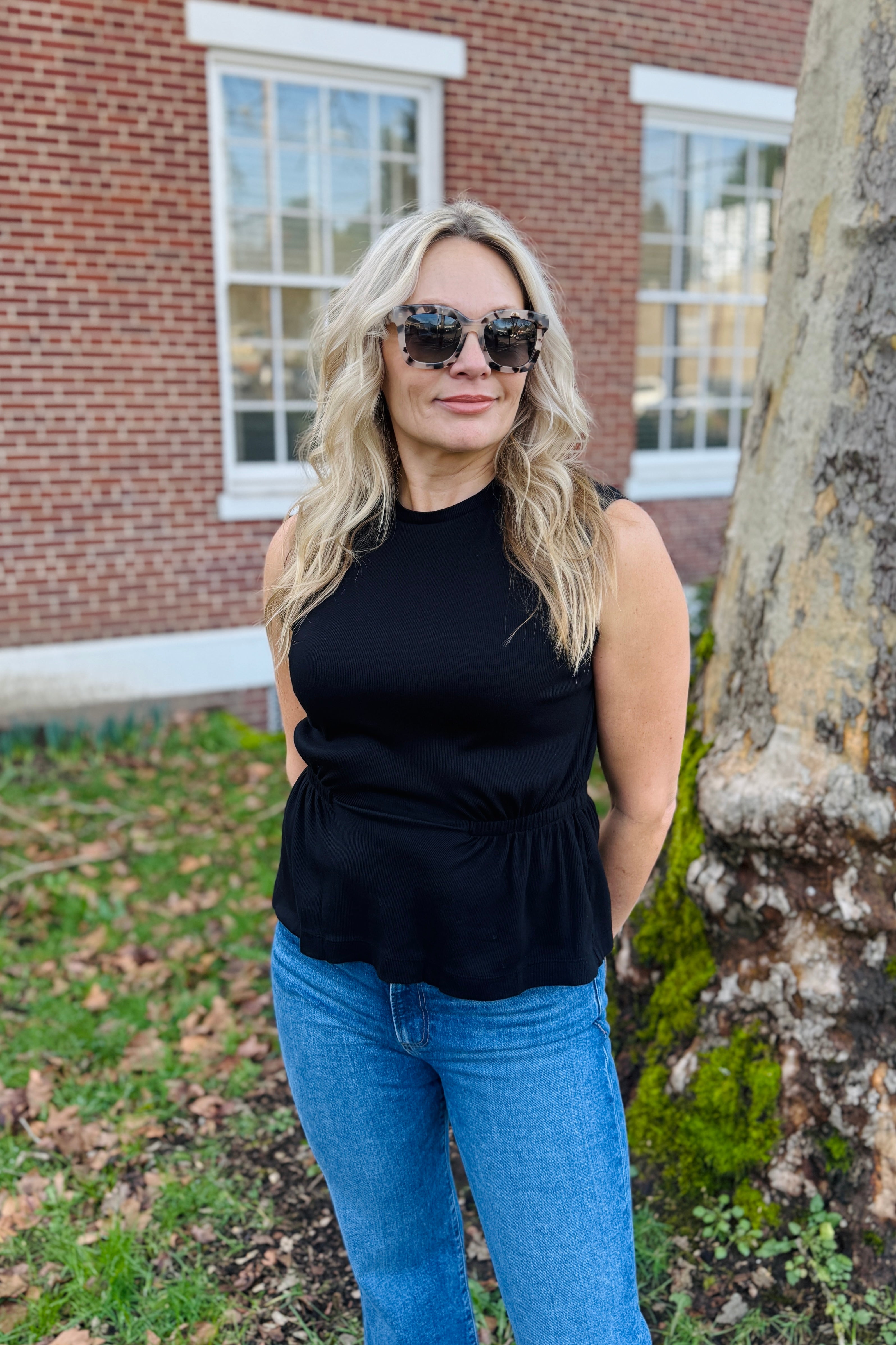 Rochel Pepplum Tank-Black