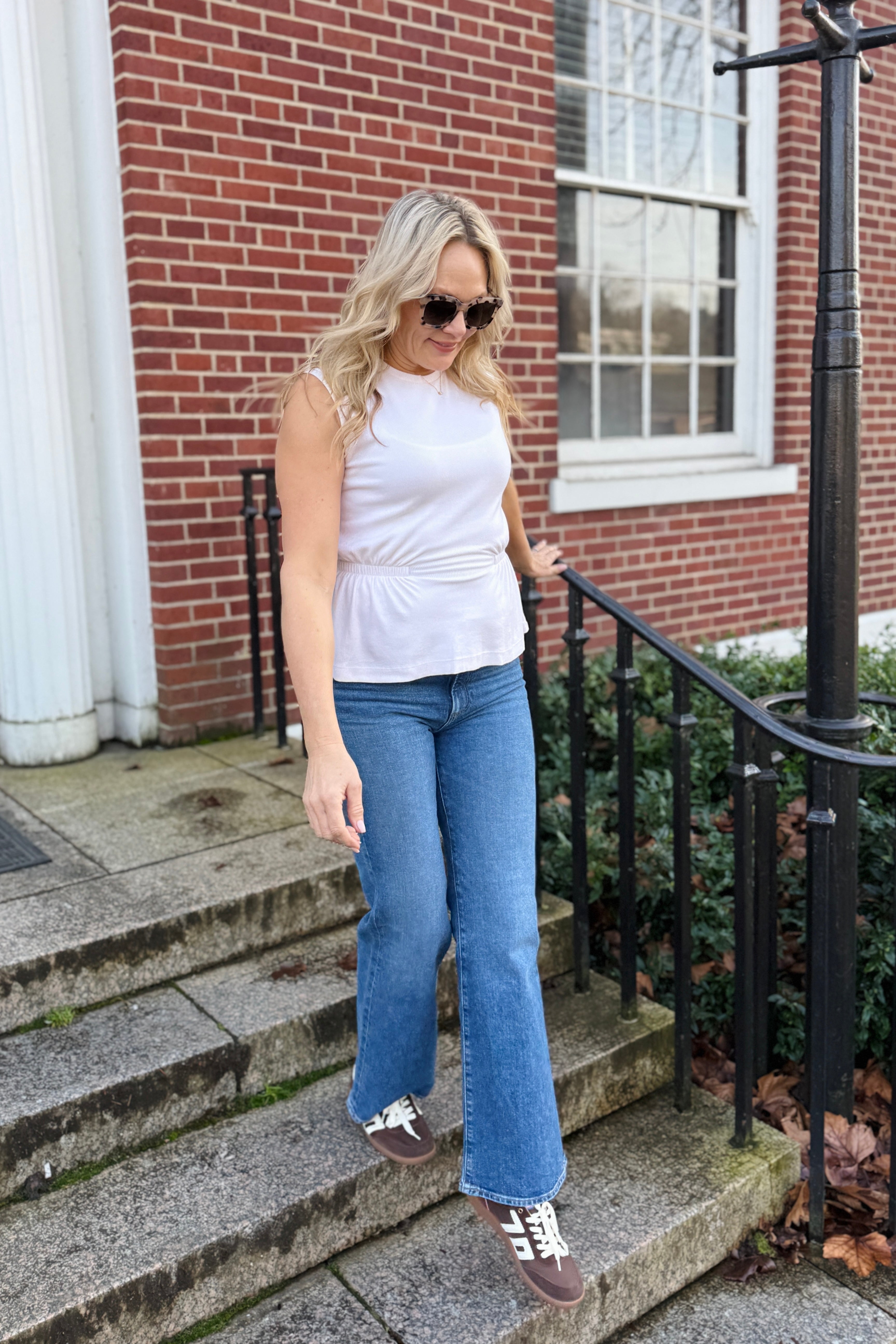 Rochel Peplum Tank-Chalk