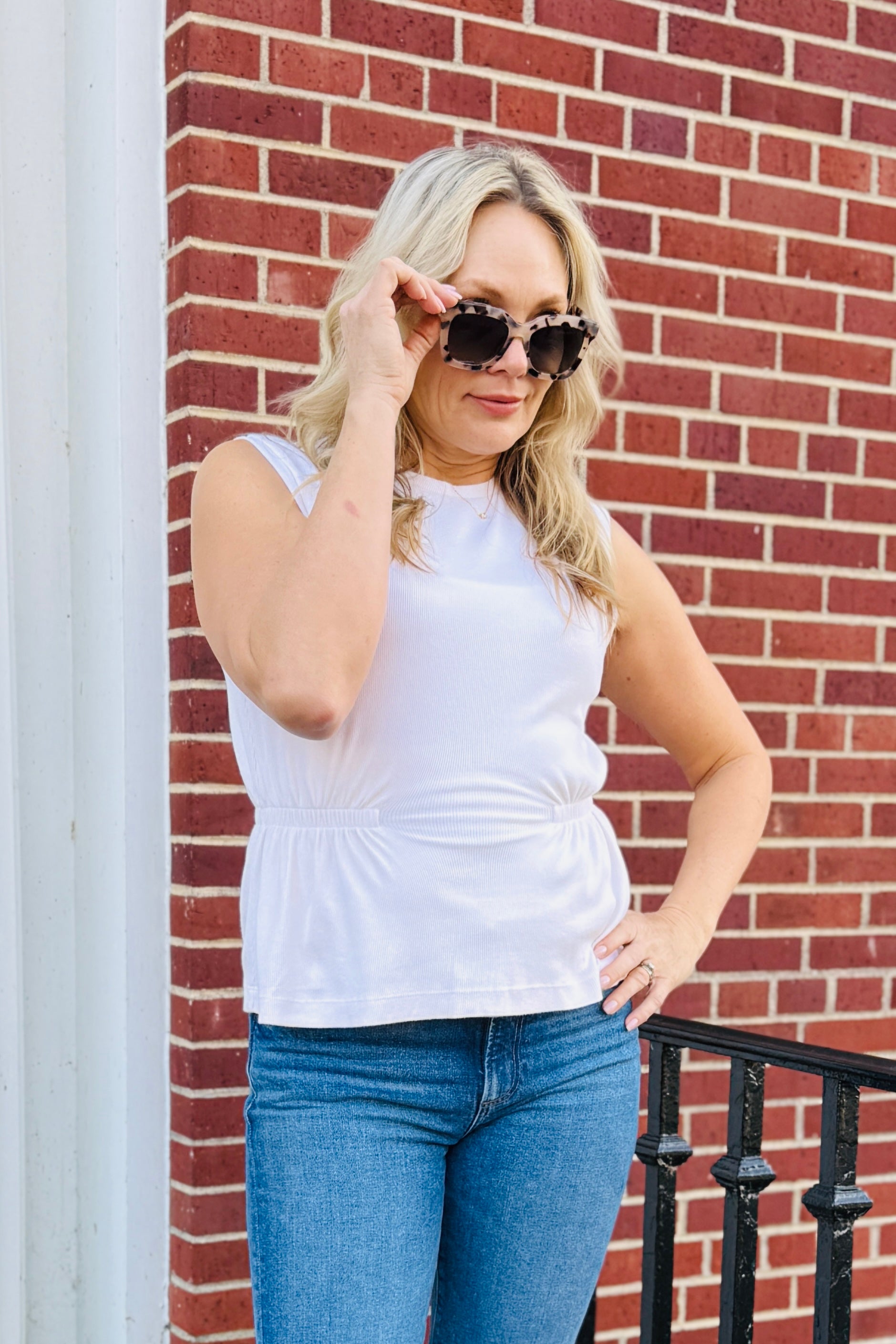 Rochel Peplum Tank-Chalk