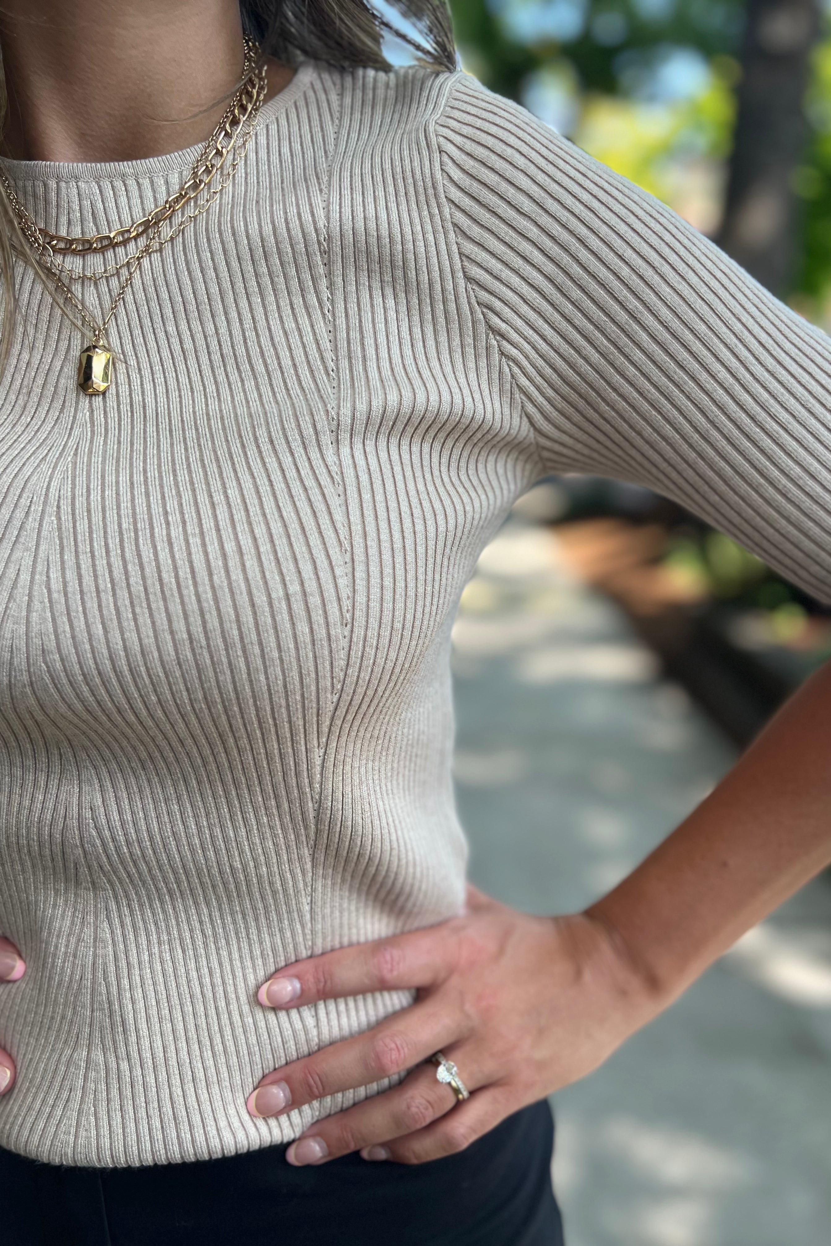 Round Neck Ribbed Sweater