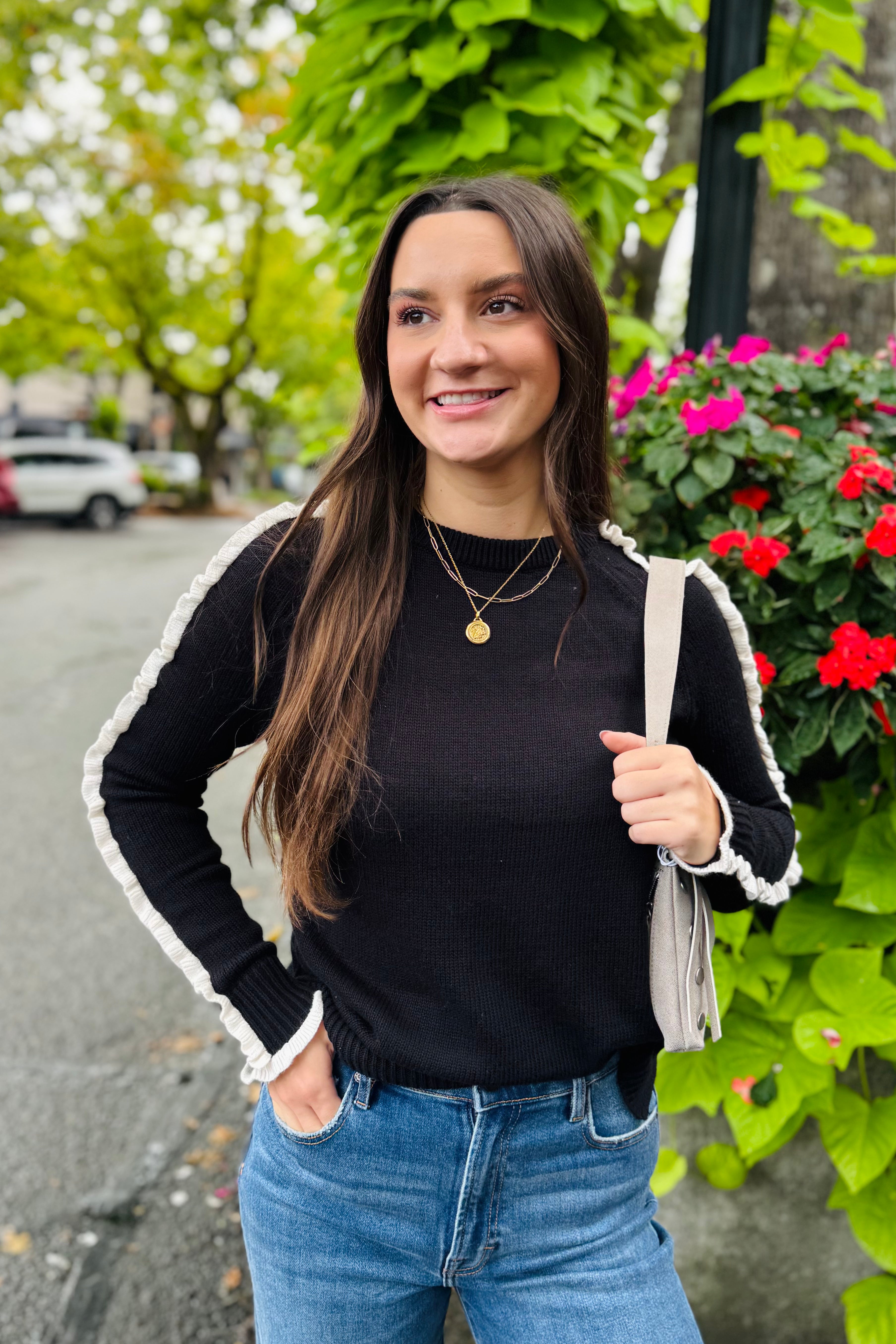 Ruffled Down Sweater