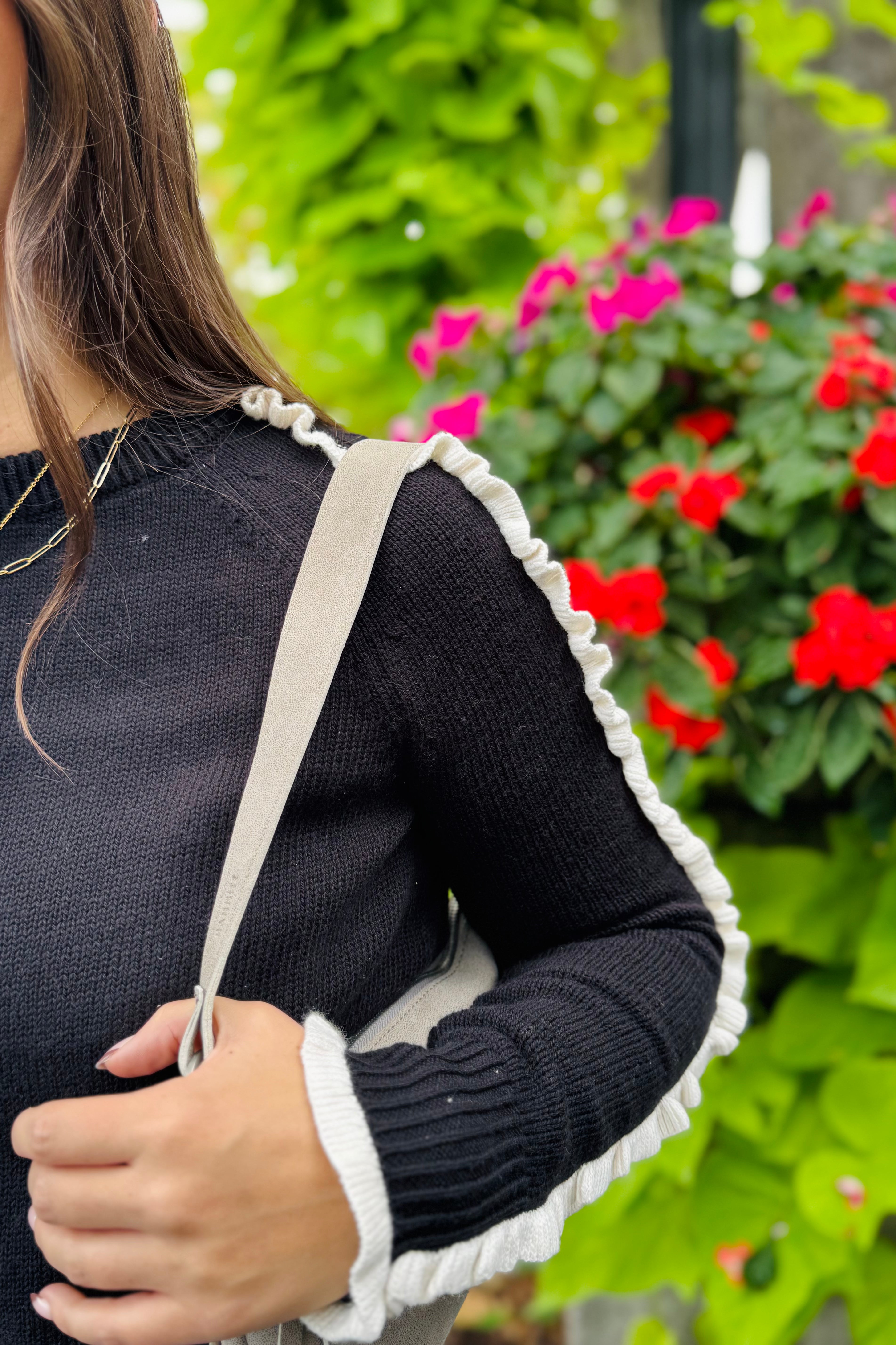 Ruffled Down Sweater