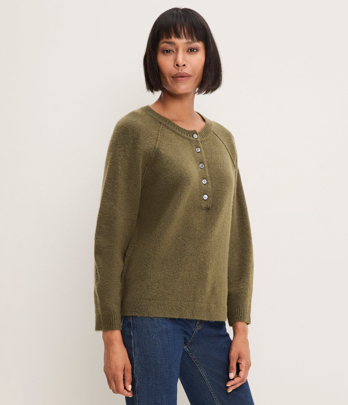 Michael Stars Pauline Henley Raglan Top in Dark Basil - side
