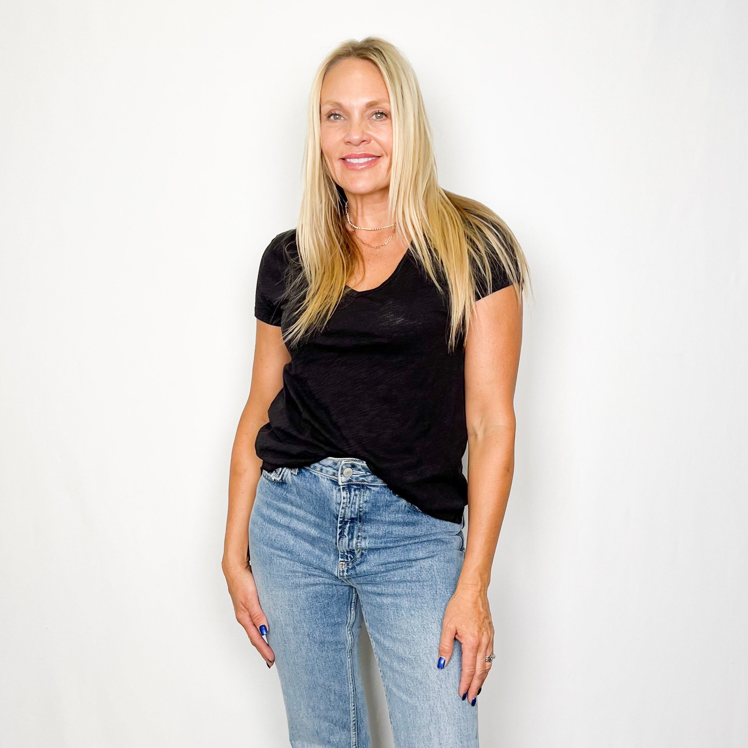 Slub Cotton V-Neck Tee