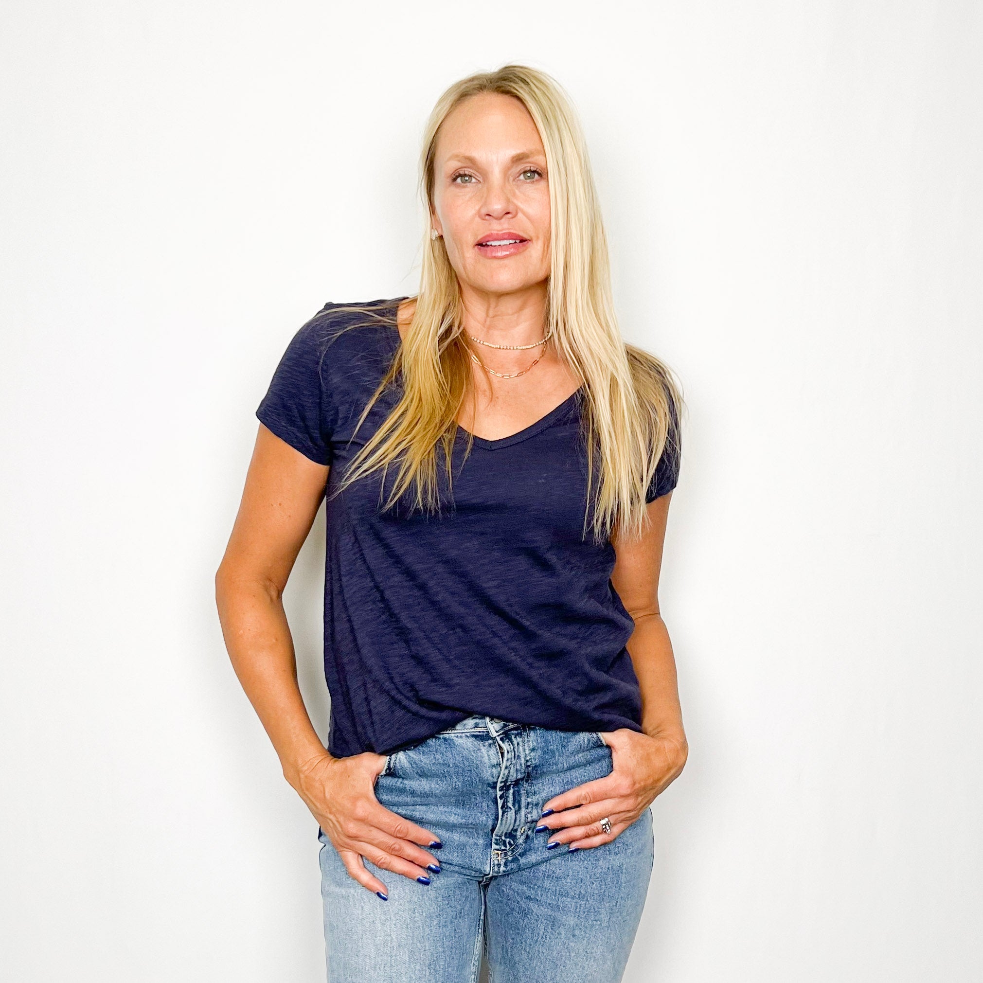 Slub Cotton V-Neck Tee