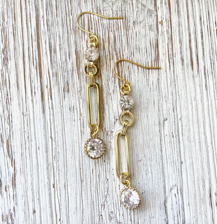 Paperclip Crystal Earrings