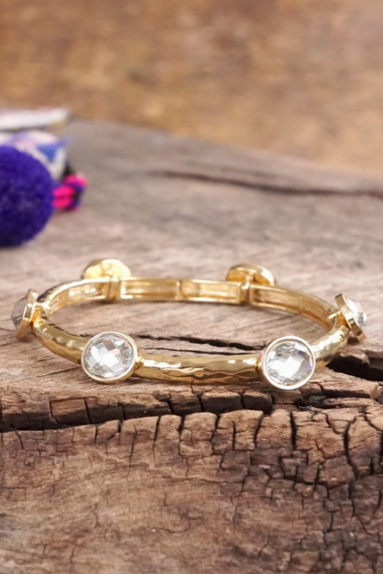 Jeweled Golden Bangle-Clear