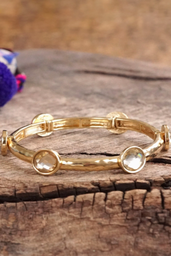 Jeweled Golden Bangle-Yellow