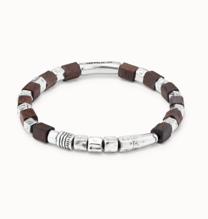 Leather with wooden beads