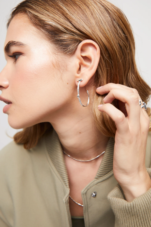 Hoop Earrings W/ White Topaz