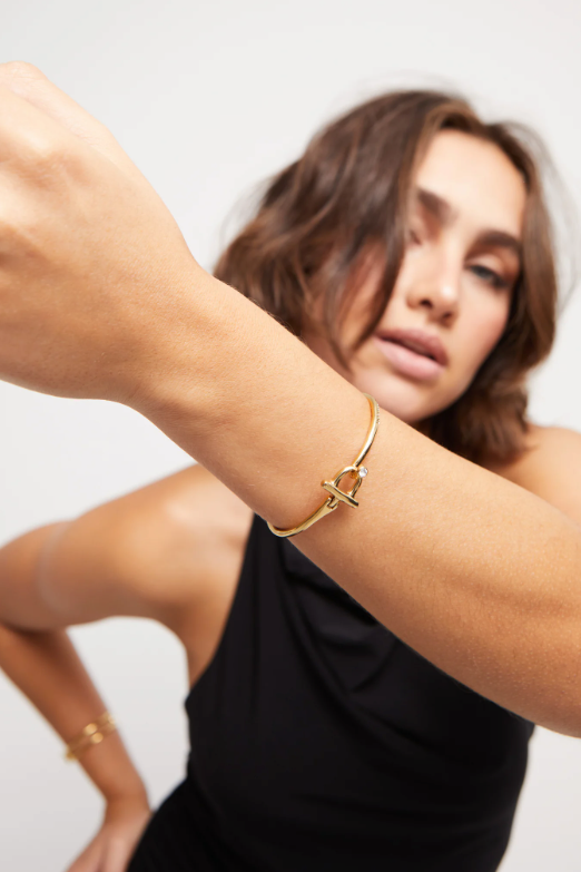 Bangle Bracelet With White Topaz