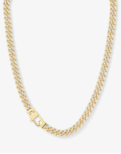 Pave Julian Cuban Chain Necklace 6.8mm 18"