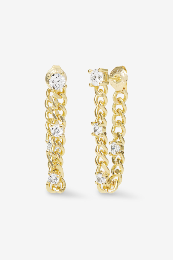 Julian Triple Diamond Soft Chain Hoops