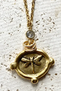 Dragonfly Coin Necklace