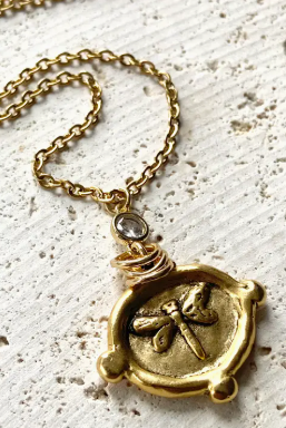 Dragonfly Coin Necklace