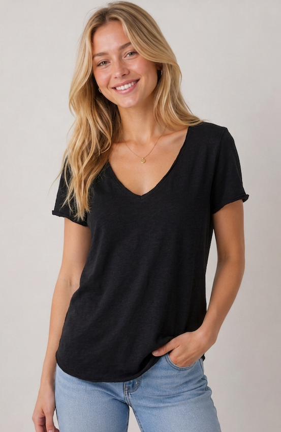 Slubbed V-Neck Top