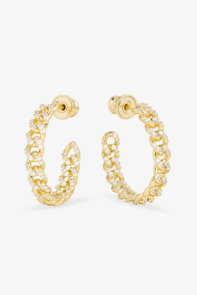 Pave Julian Chain Hoops 1"