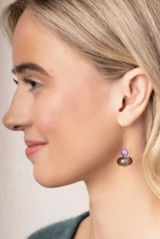 Stacked Glass Threader Earring