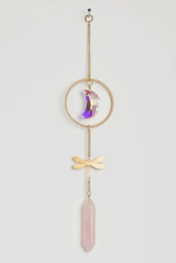 Stone Catcher - Dragonfly/Rose Quartz