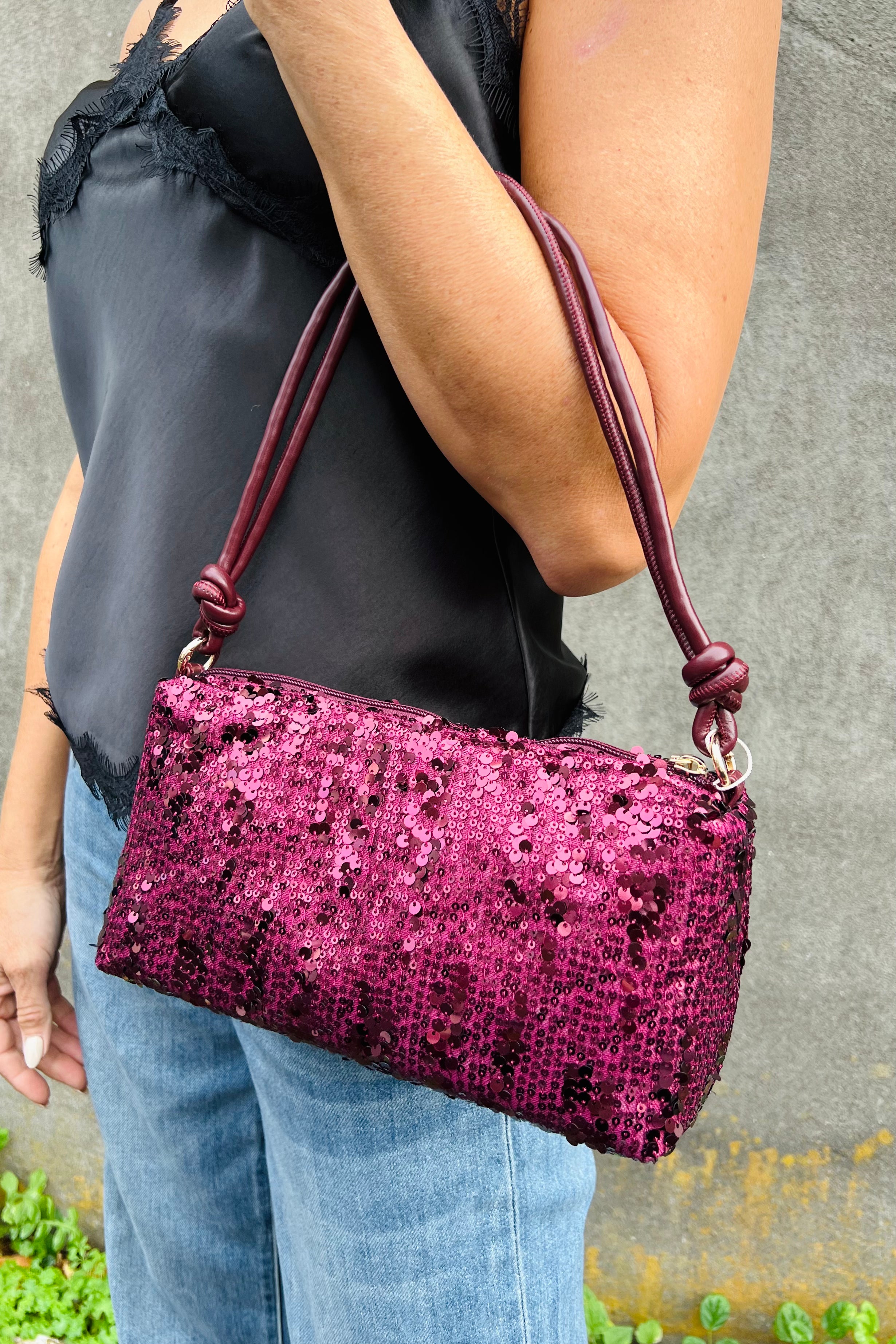 Sequin Bag - Beet