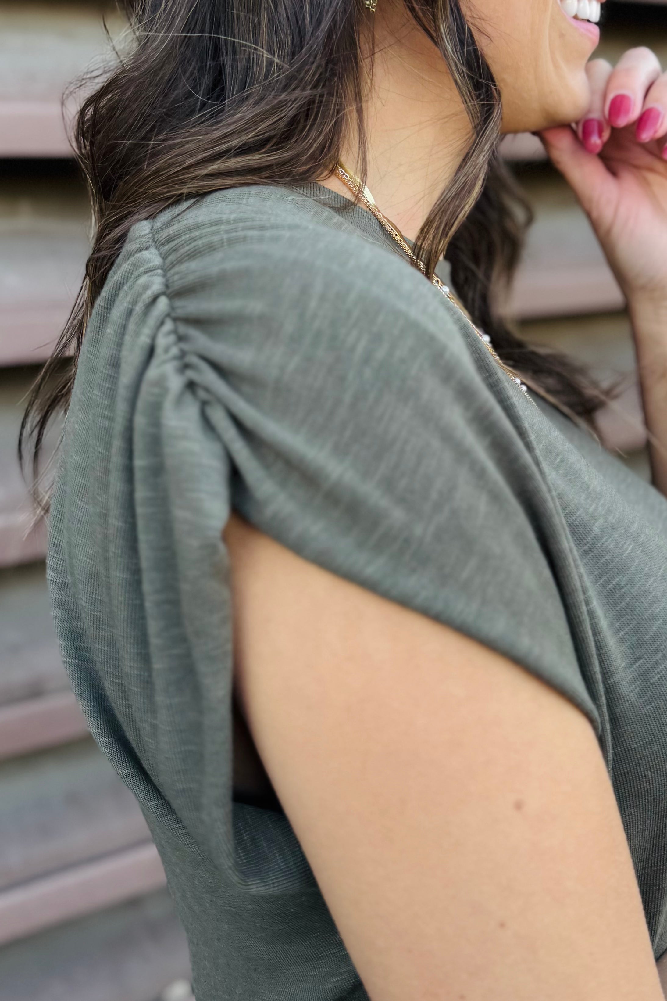 Sharon Shirred Bubble Top