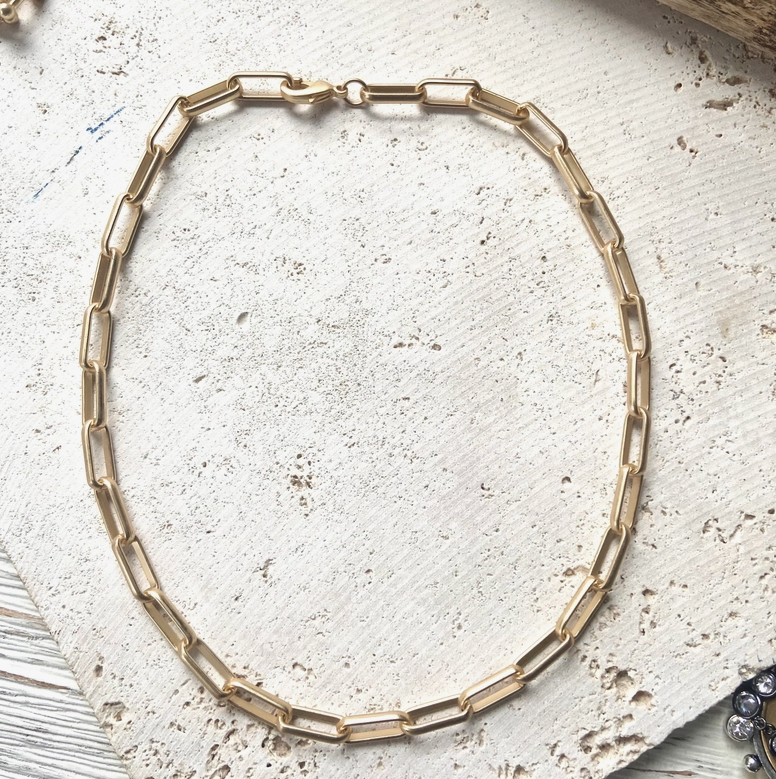Simple Layering Matte Gold Paperclip Chain