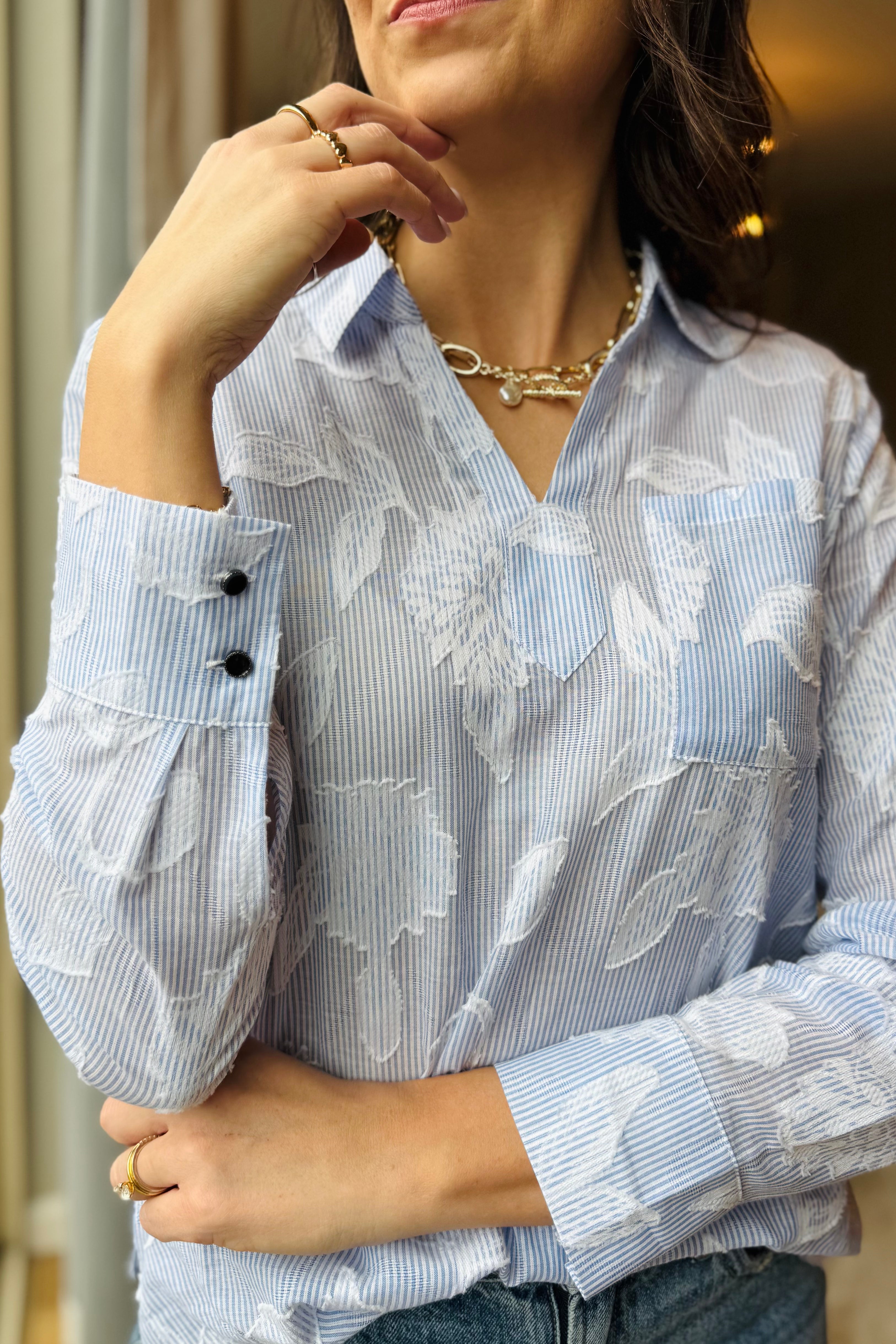 Sky Striped Jacquard Top