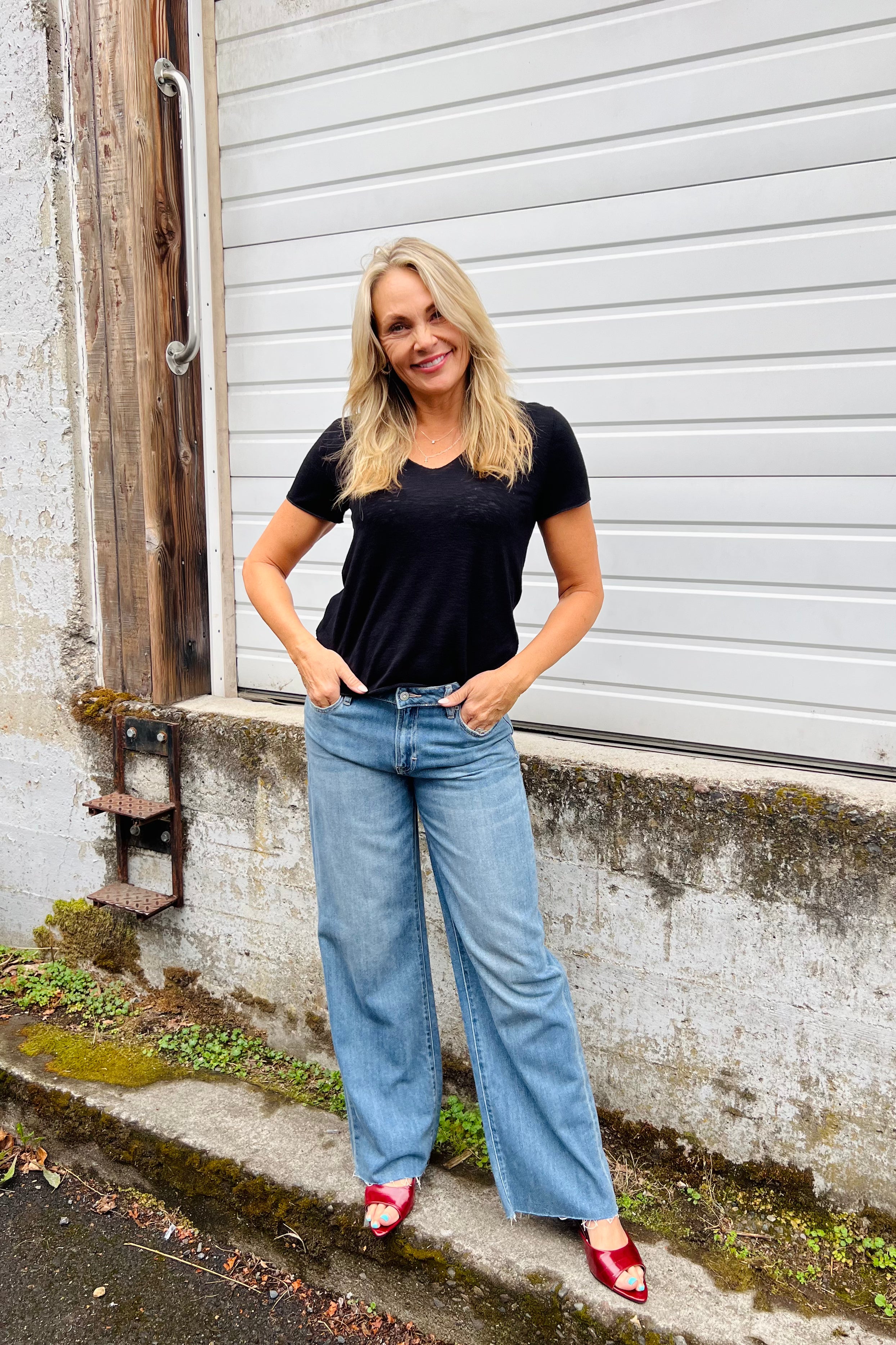 Slubbed V-Neck Top