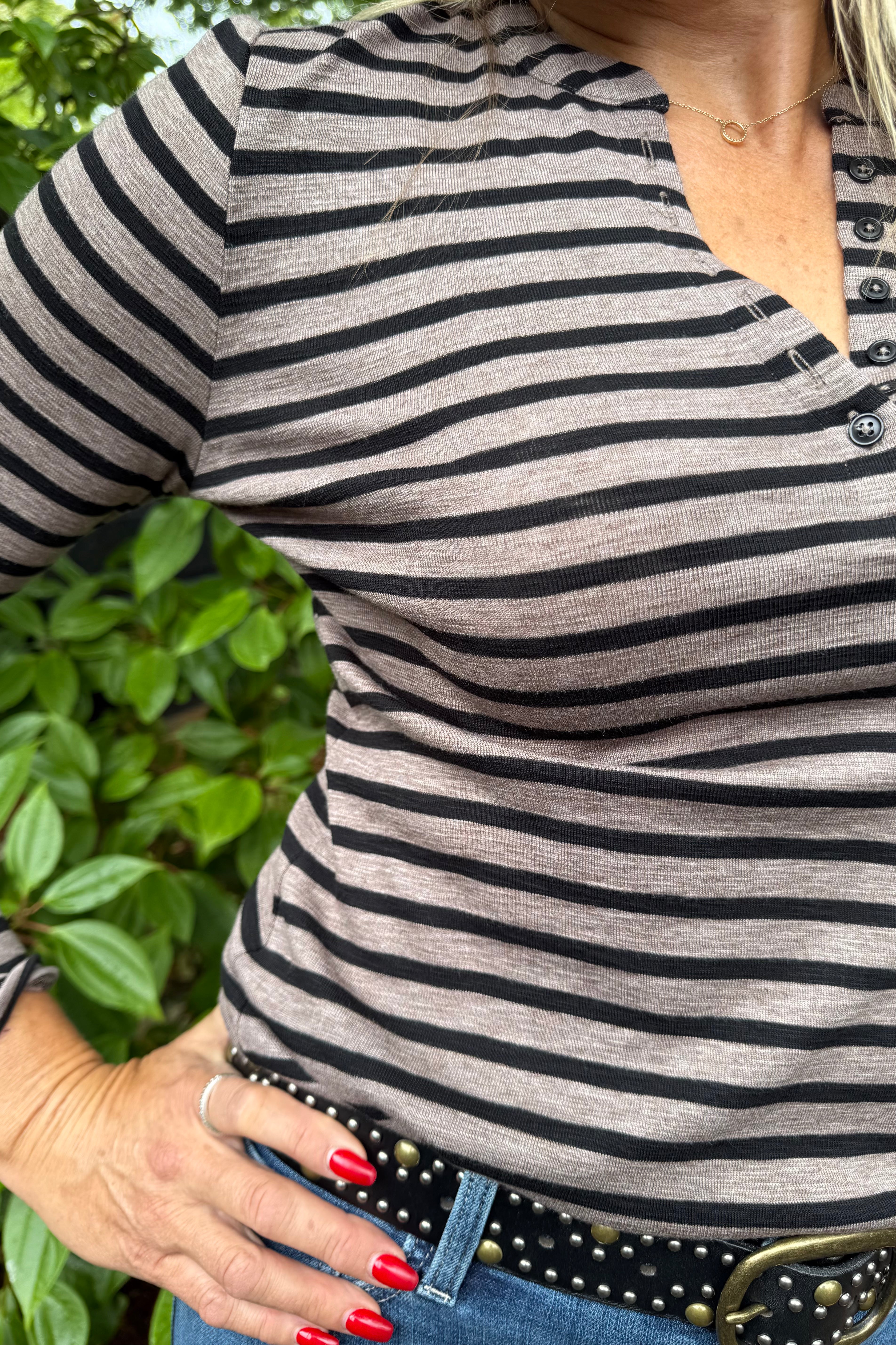 Striped Long Sleeve Henley