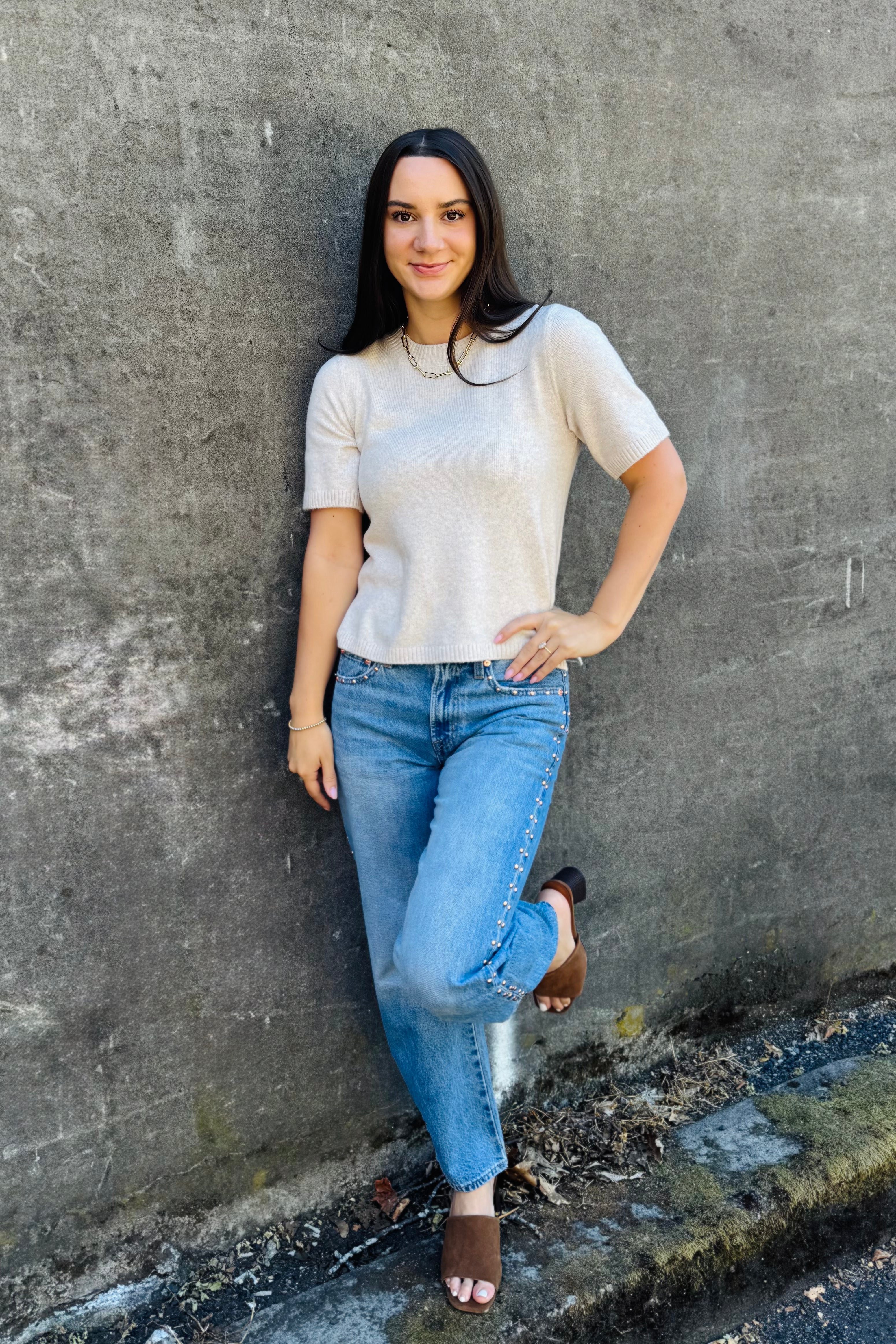 Sweater Tee-Heather Dark Bone