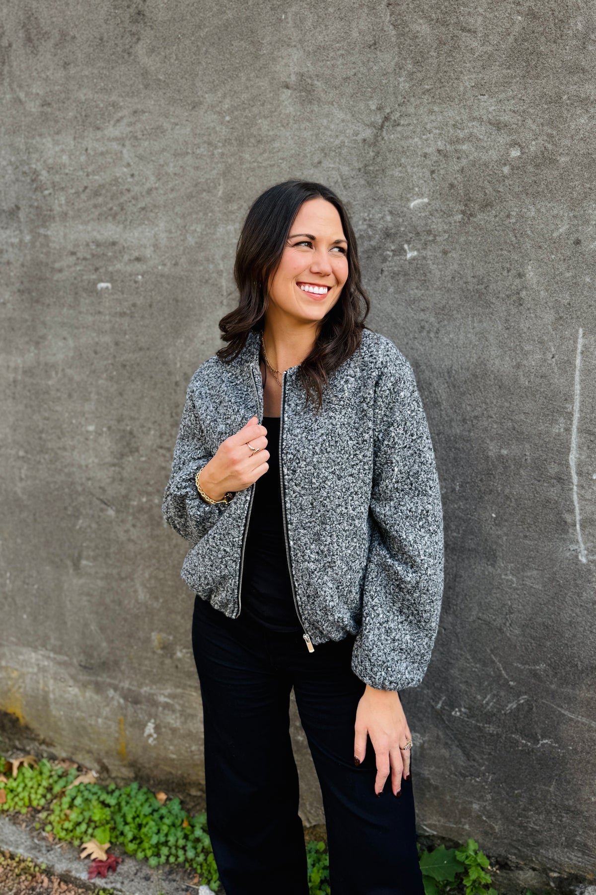 Textured Bubble Hem Jacket