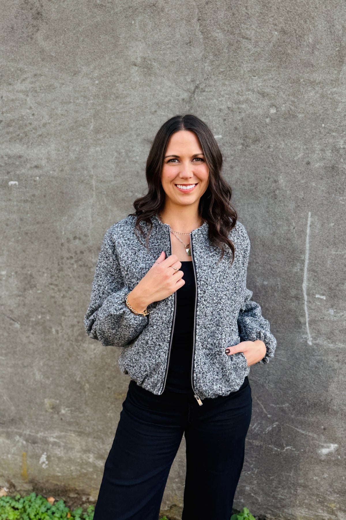 Textured Bubble Hem Jacket