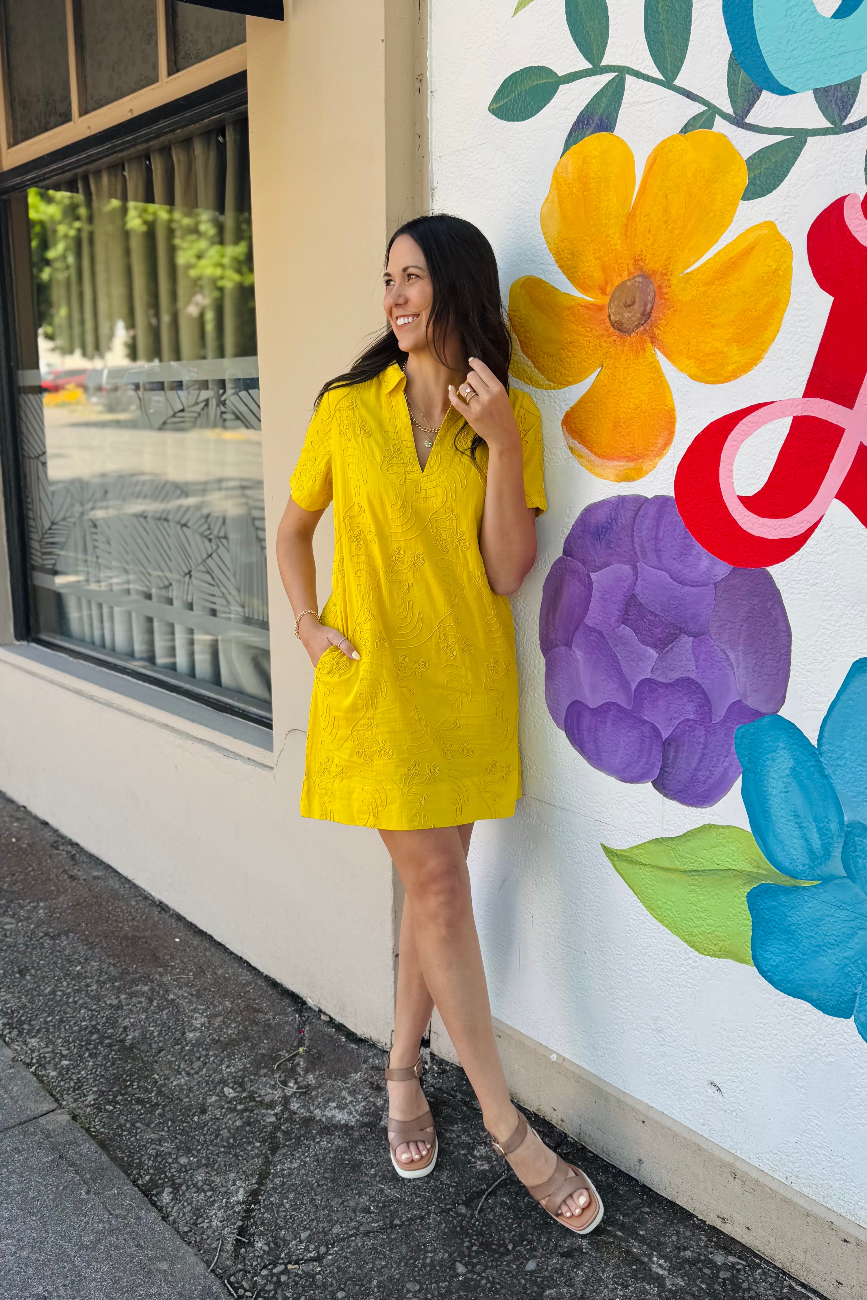 S/S V-neck Tunic Dress