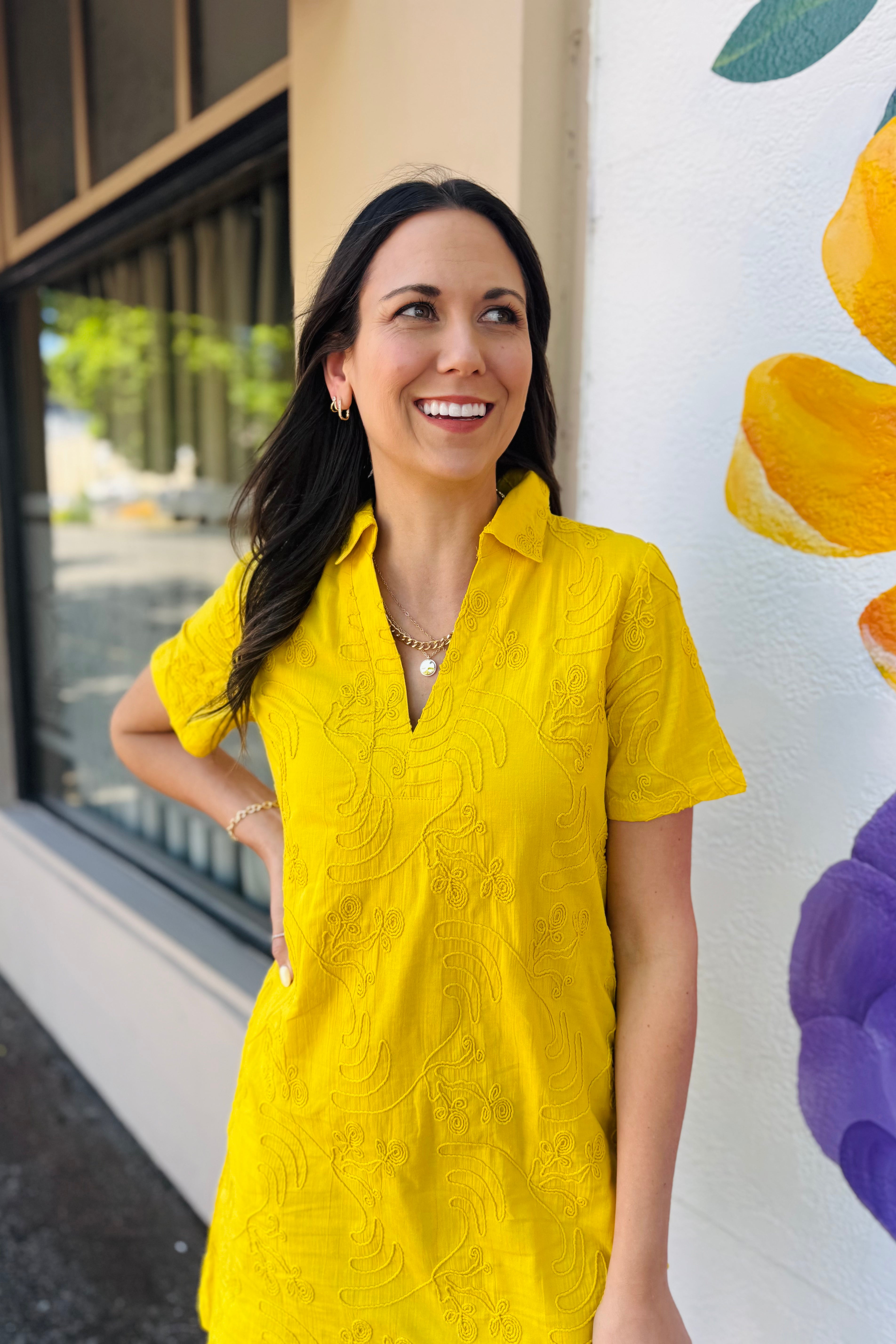 S/S V-neck Tunic Dress