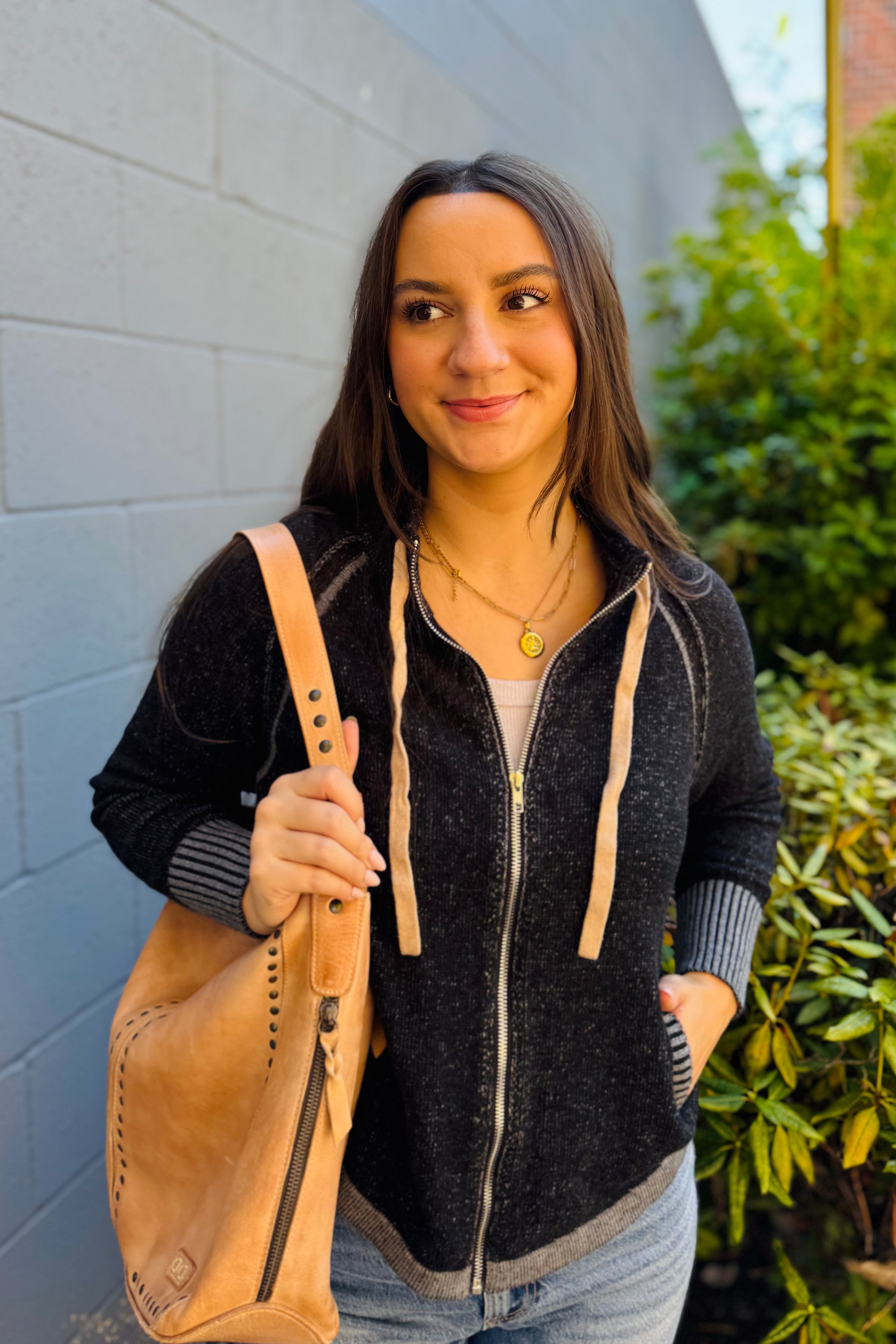Two Toned Zip Sweater
