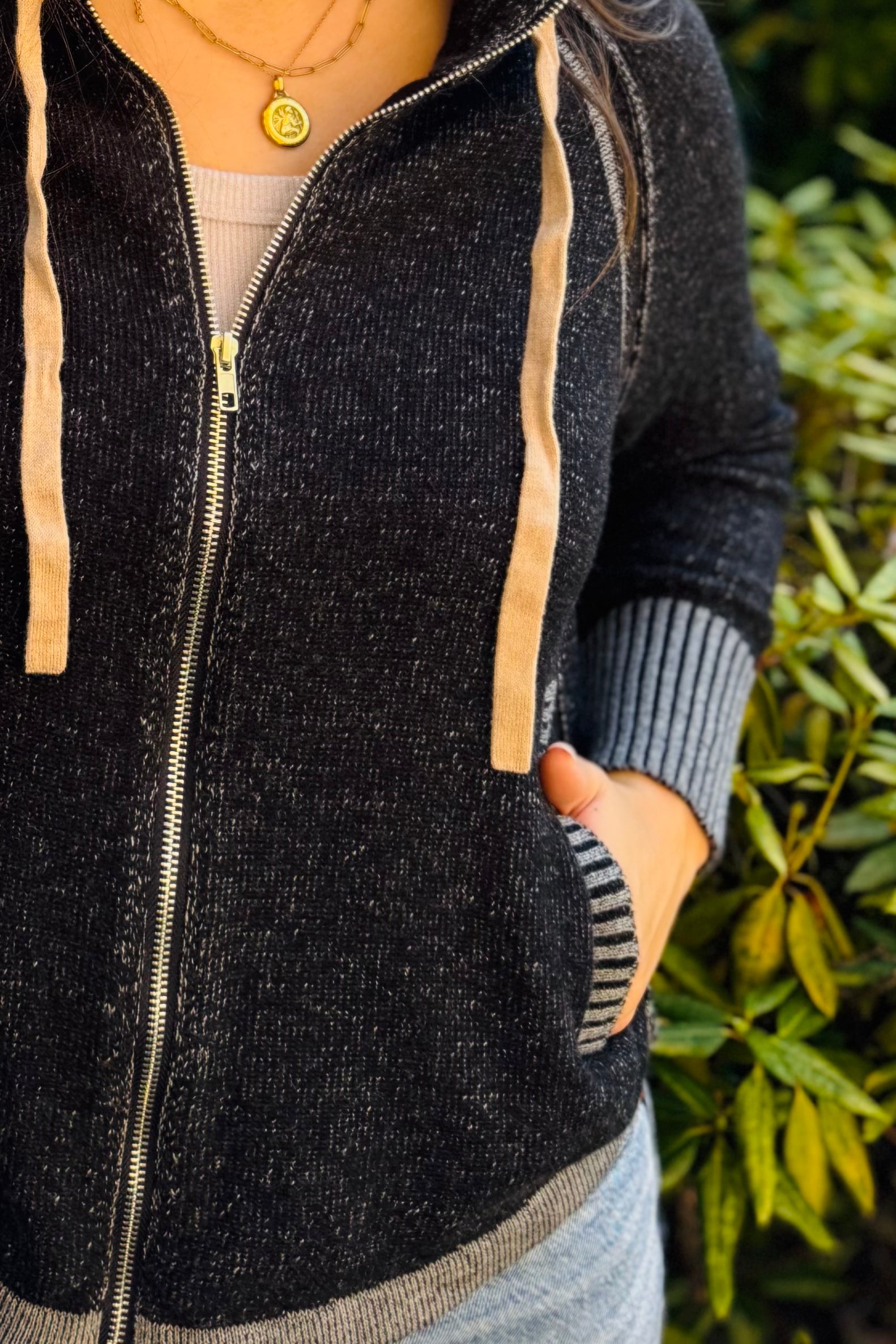 Two Toned Zip Sweater