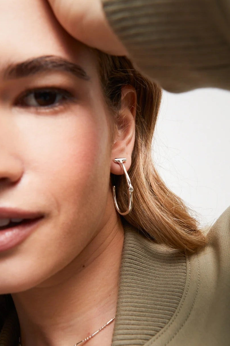 Silver-Plated Earrings/White Topaz