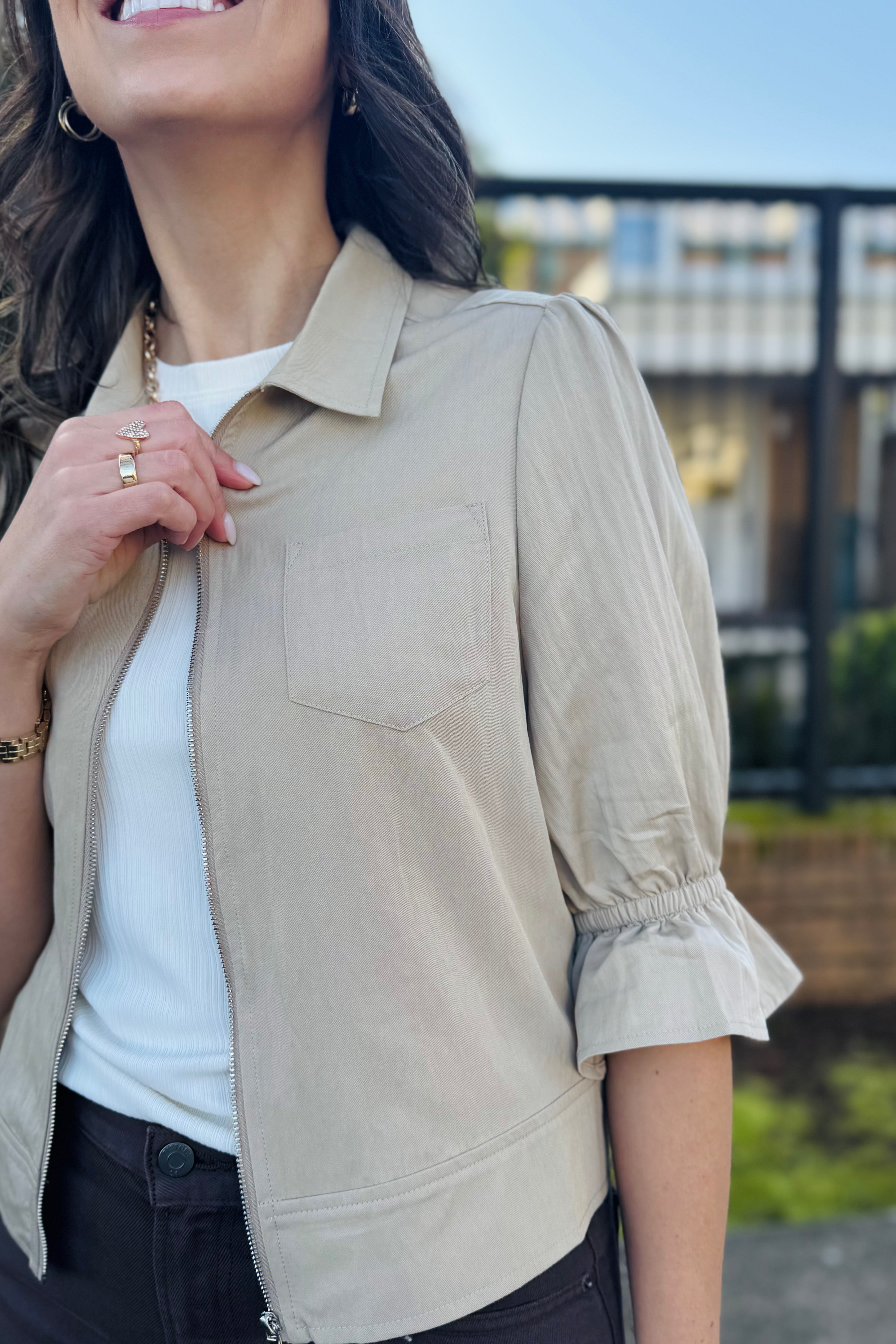 3/4 Sleeve Zip Jacket